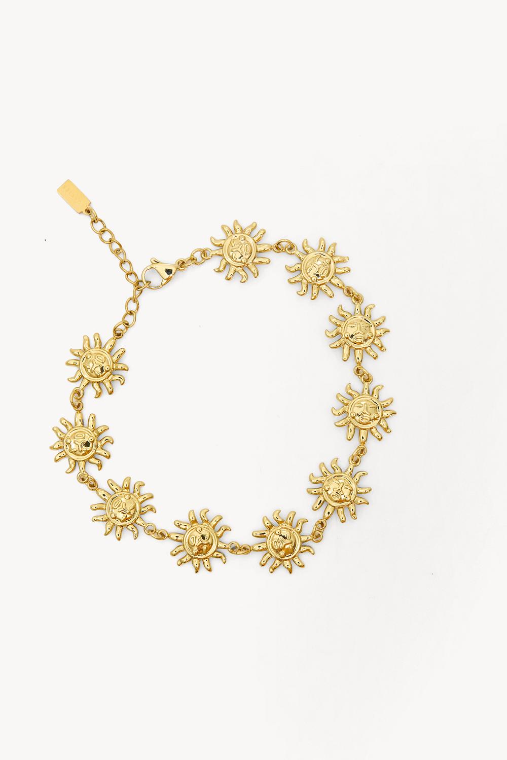 Gold anklet with flowers