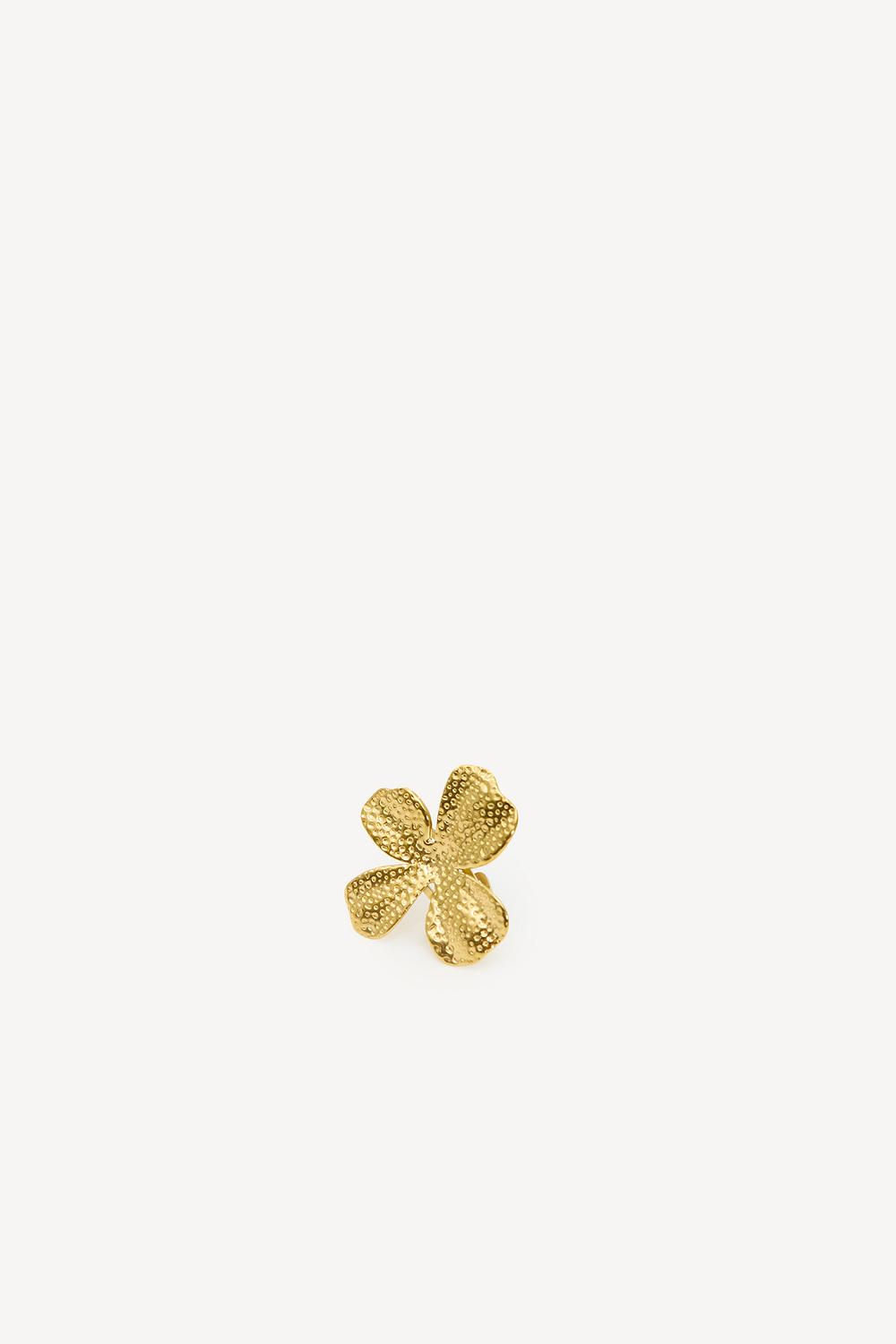 Bague statement dorée ajustable avec fleur