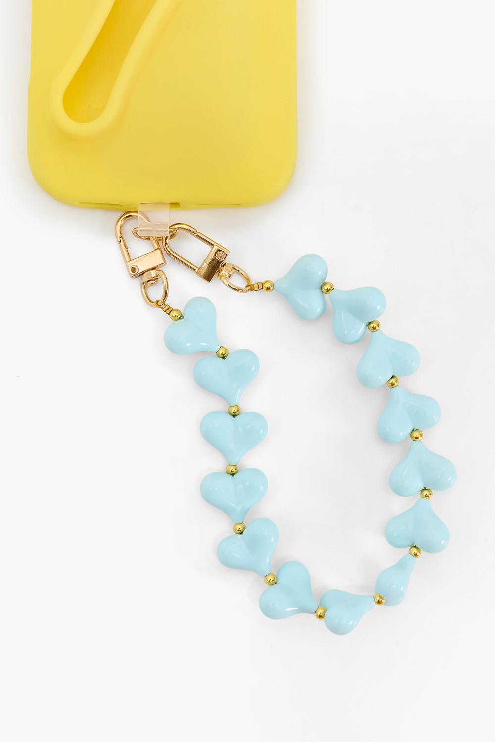 Blue heart-shaped phone strap