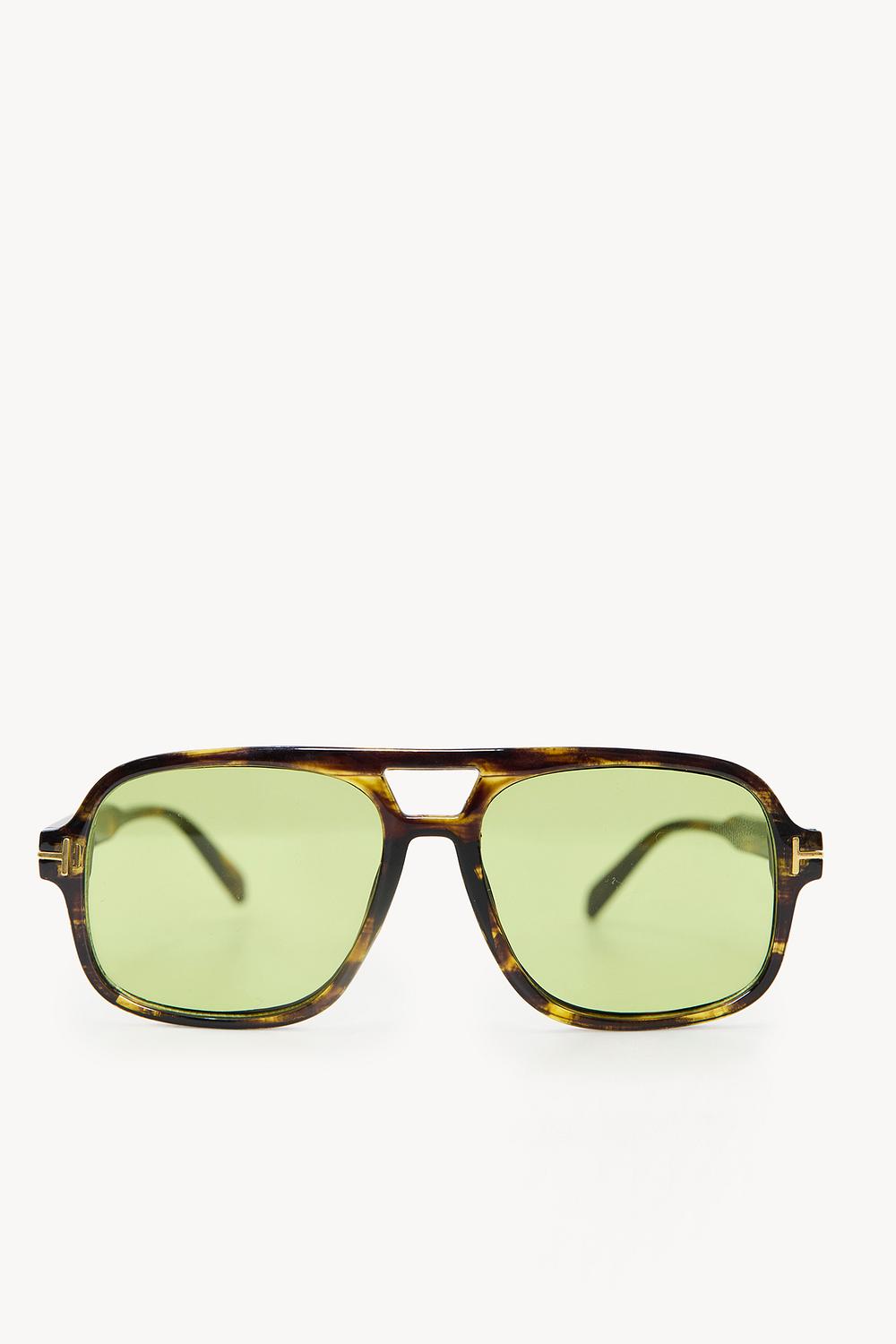 Brown sunglasses with green lenses