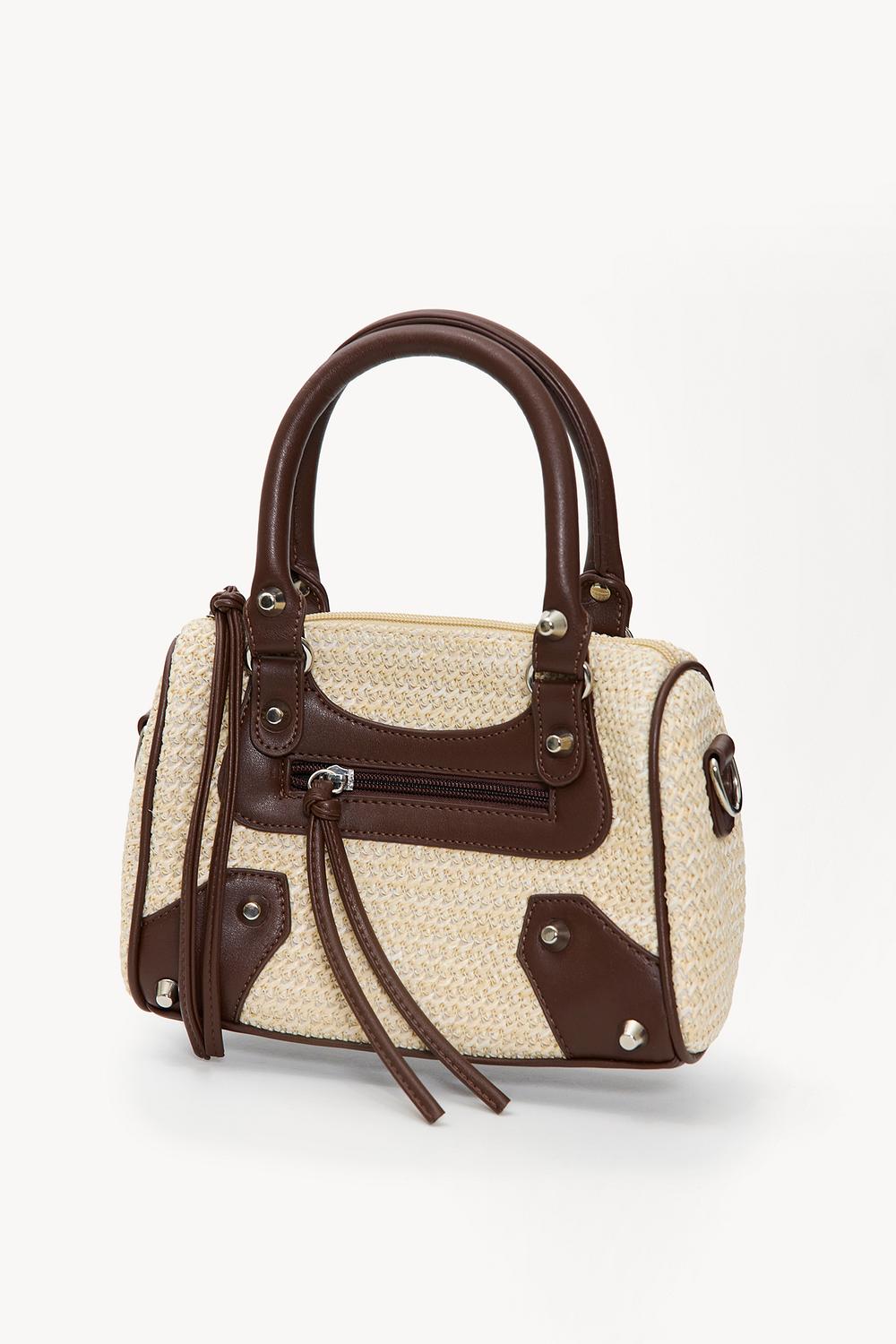 Ecru bag with brown details