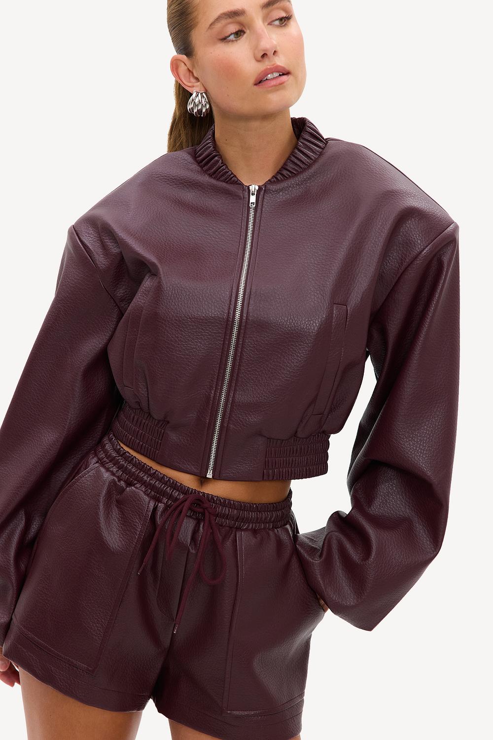Burgundy PU jacket