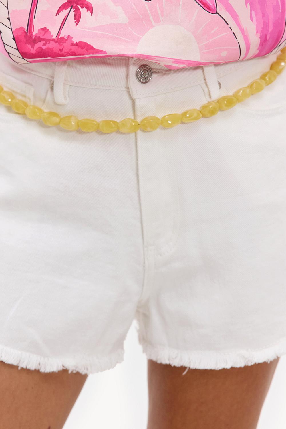 Ceinture jaune beurre ornée de perles