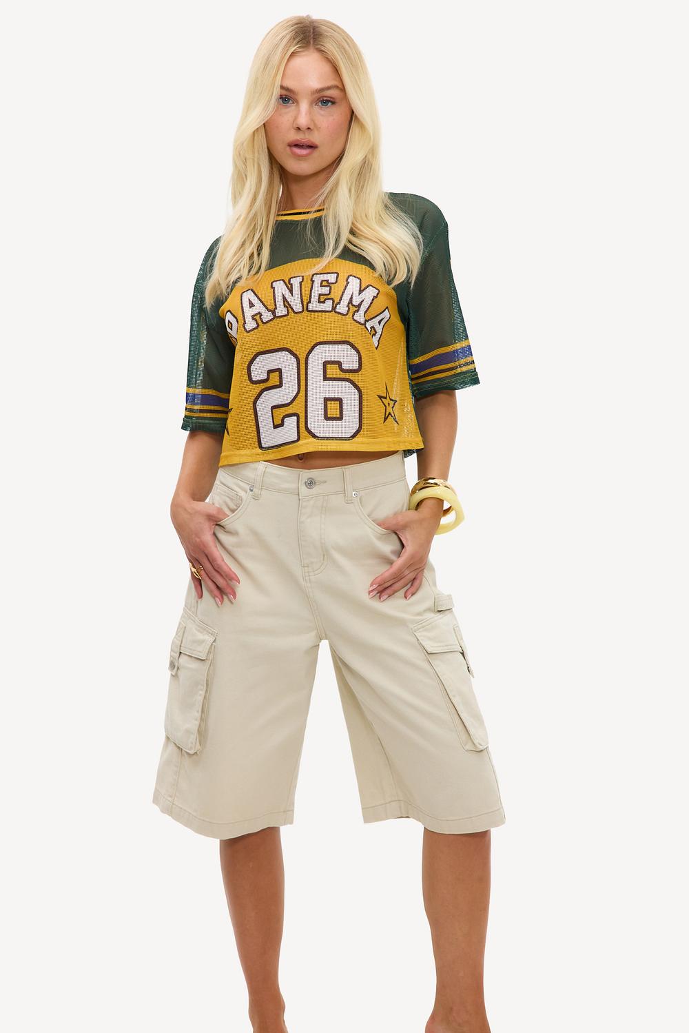 Pantalones cargo vaqueros de color beige