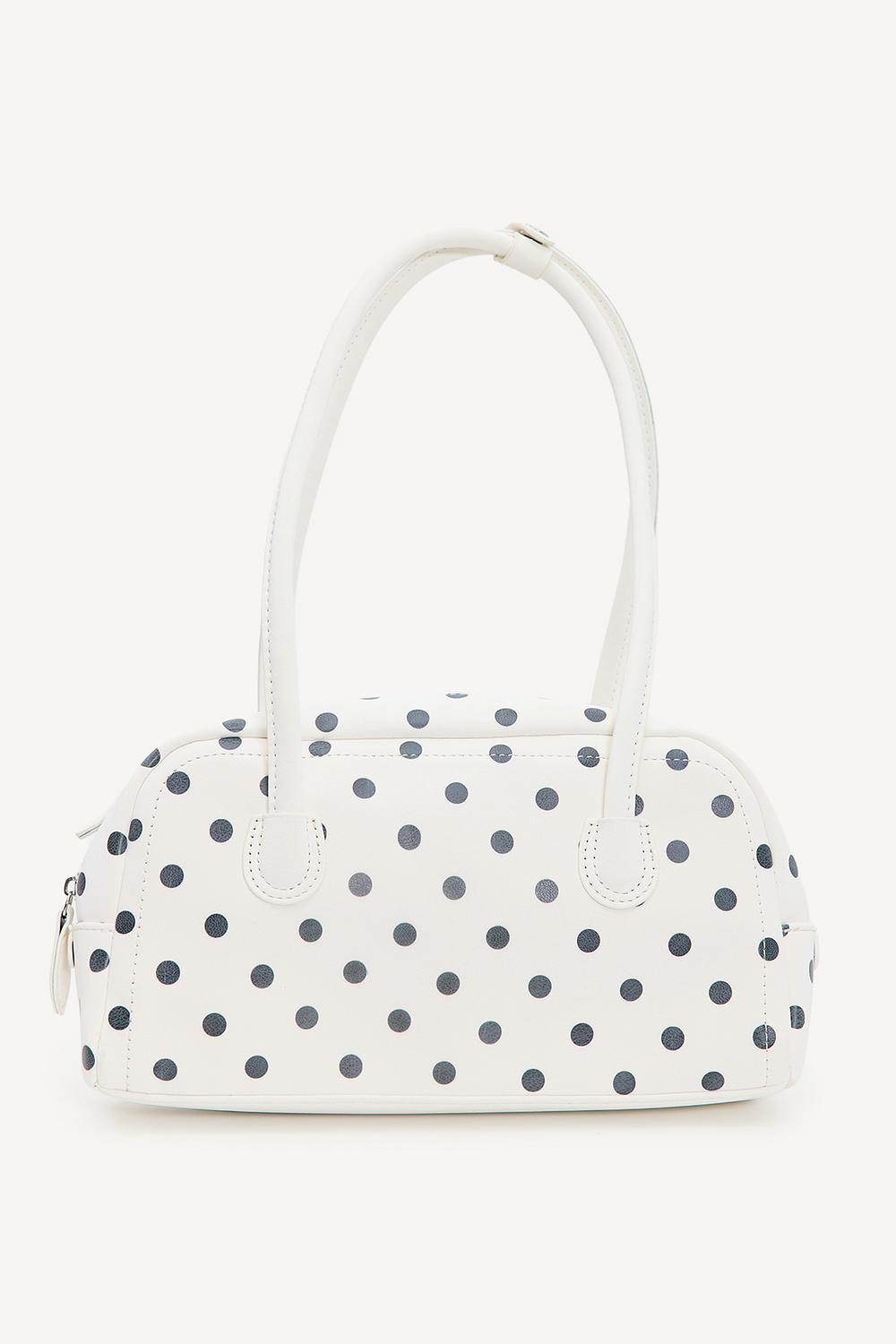 Bolso blanco con lunares negros