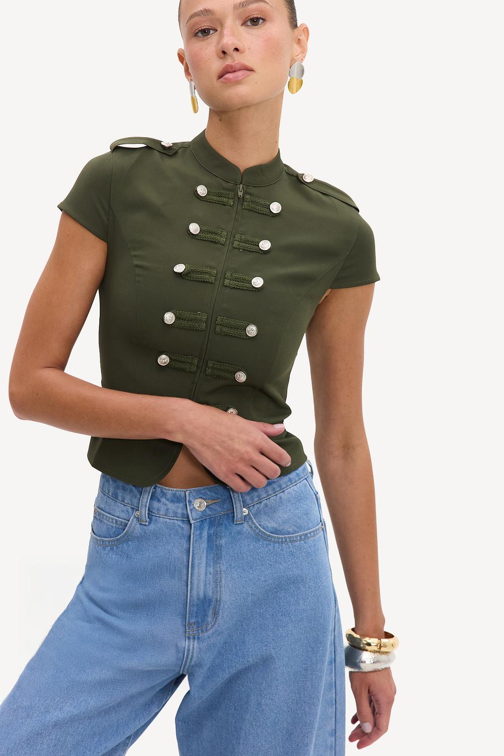 Green waistcoat with silver buttons