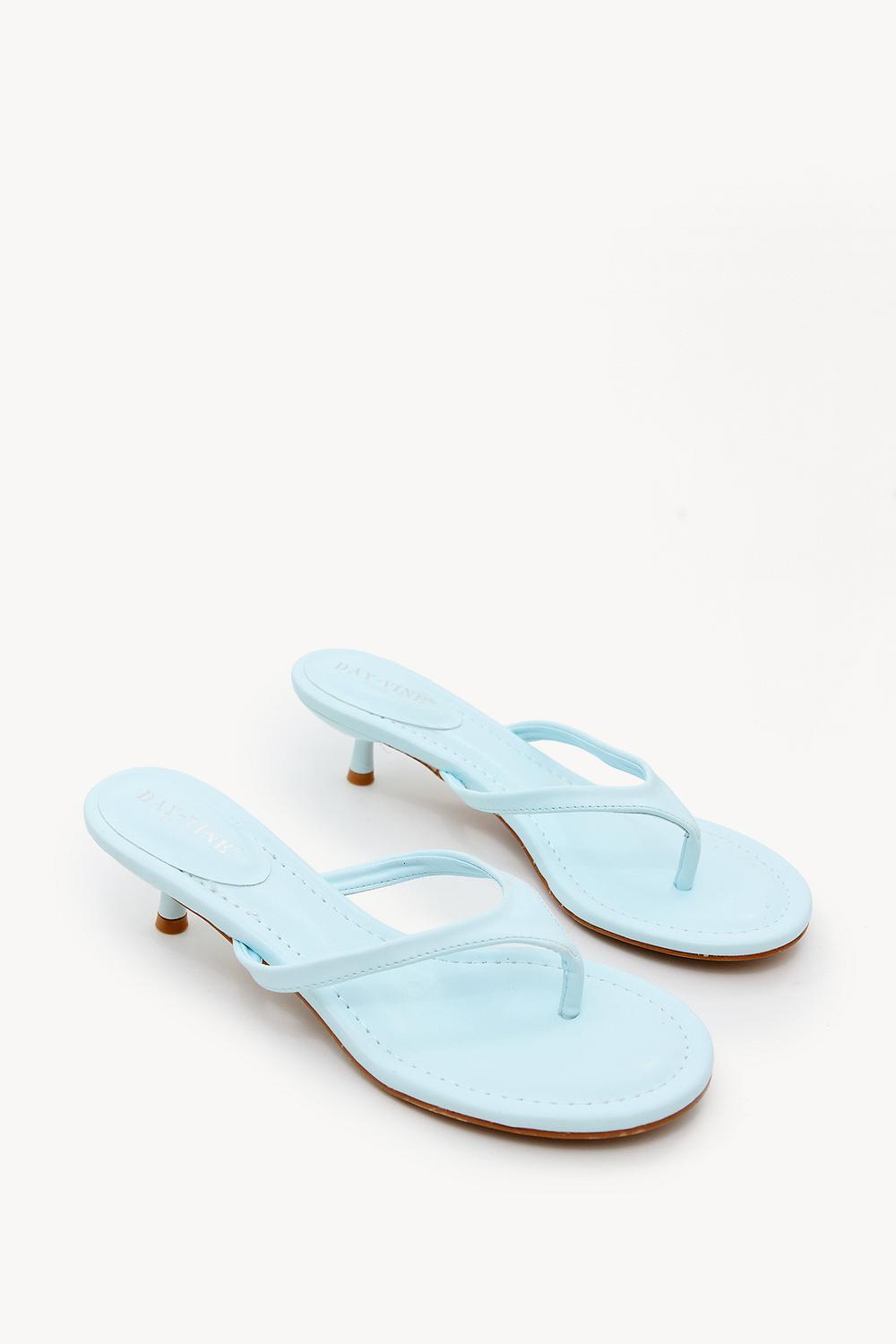 Blue heeled flip-flops
