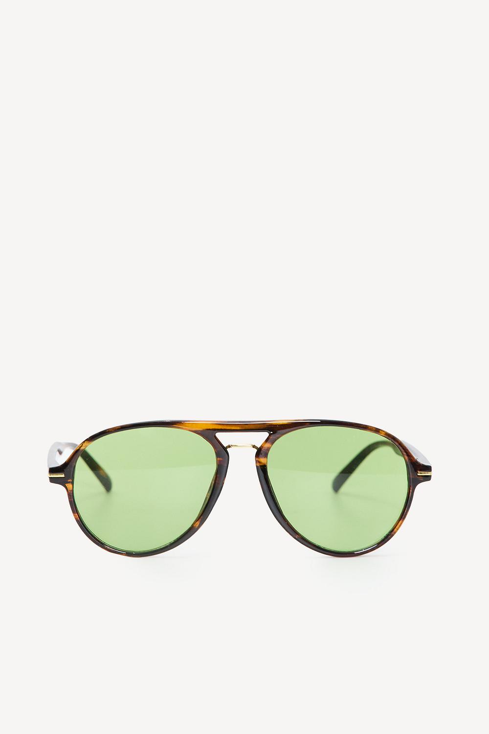 Brown sunglasses with leopard print and green lenses