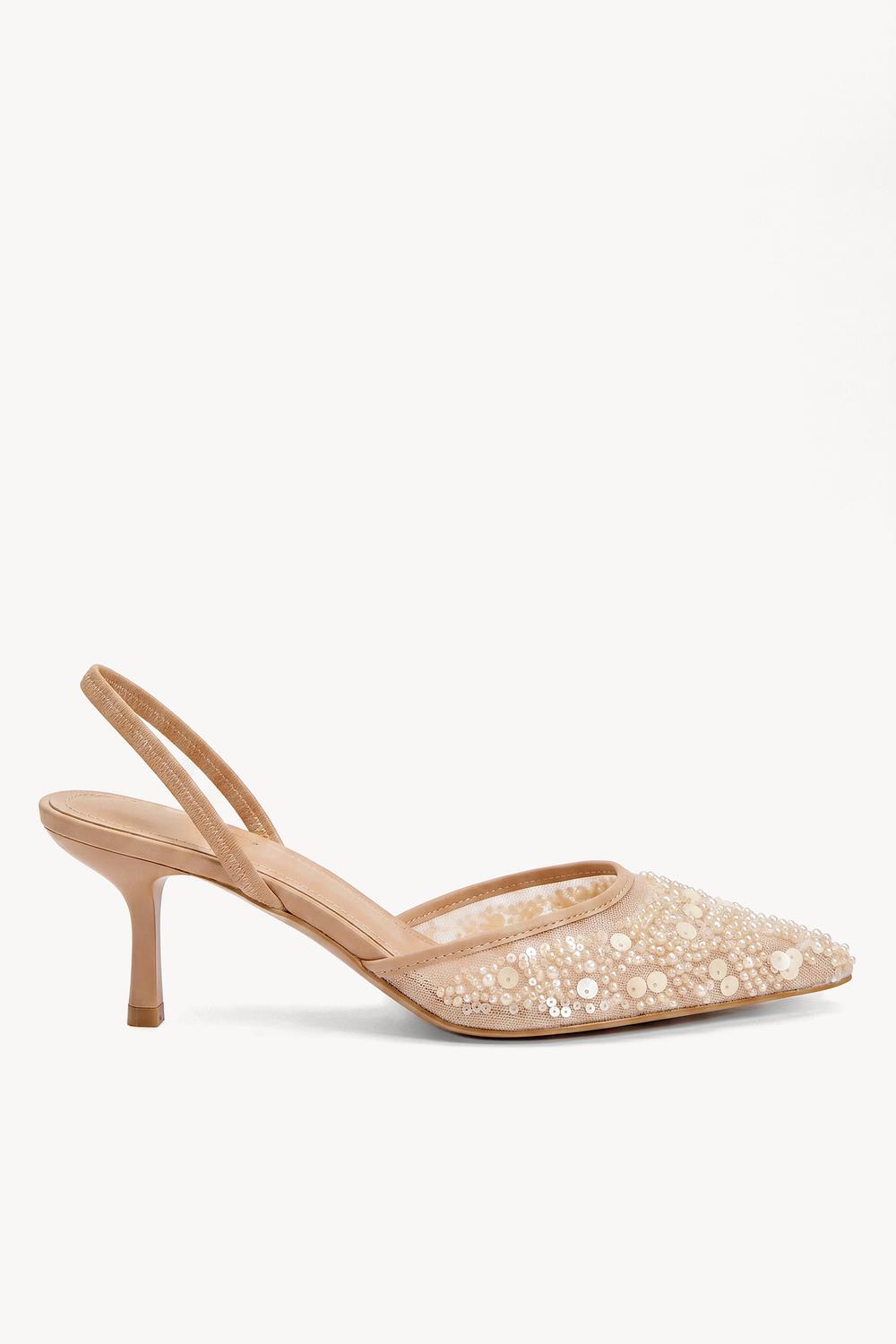 Beige heels with sequins