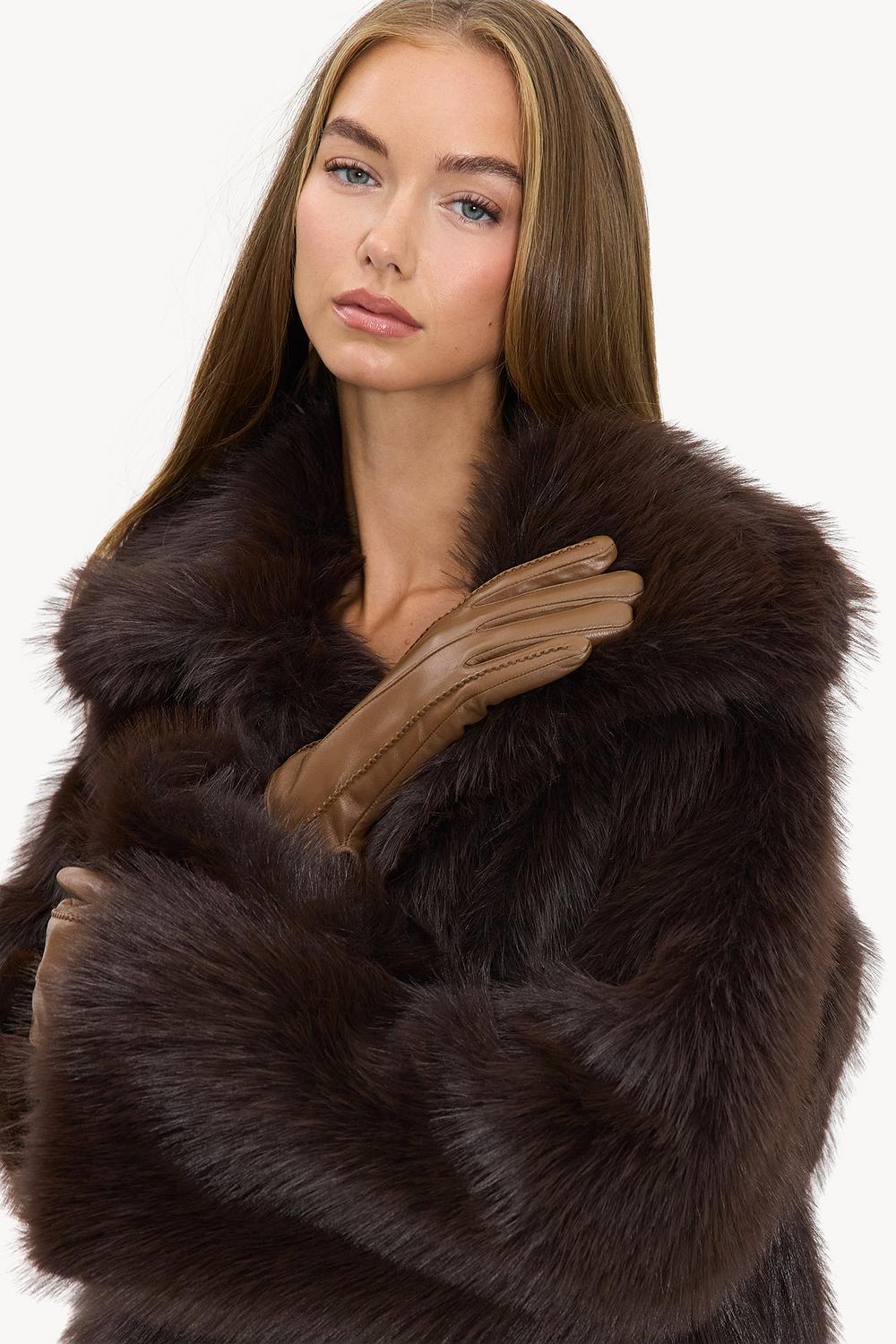 Light brown PU gloves