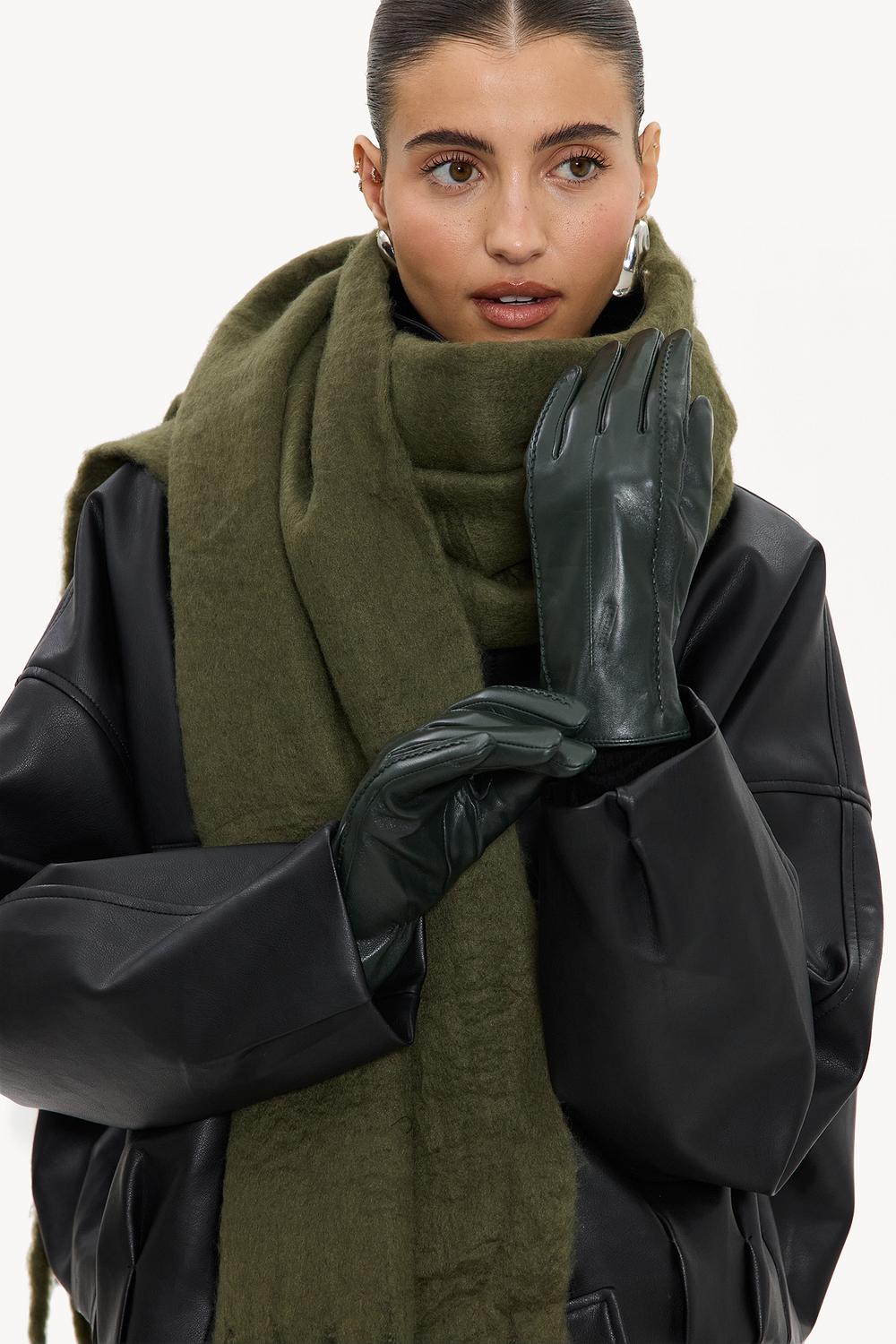 Donkergroene PU handschoenen