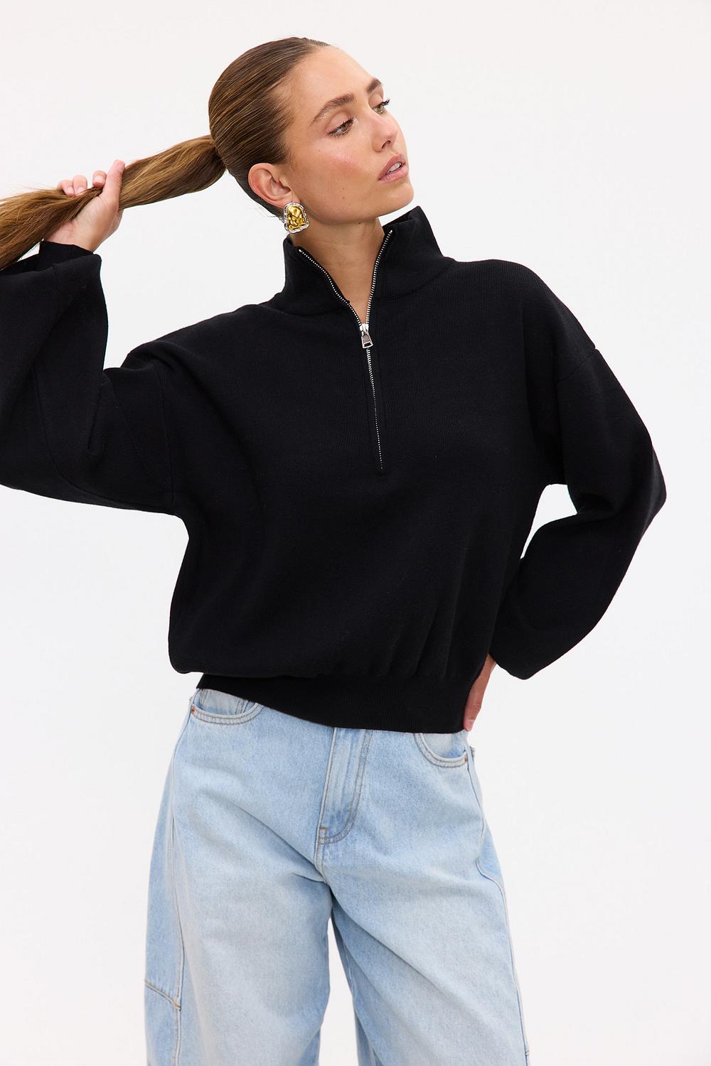 Black sweater with zipper