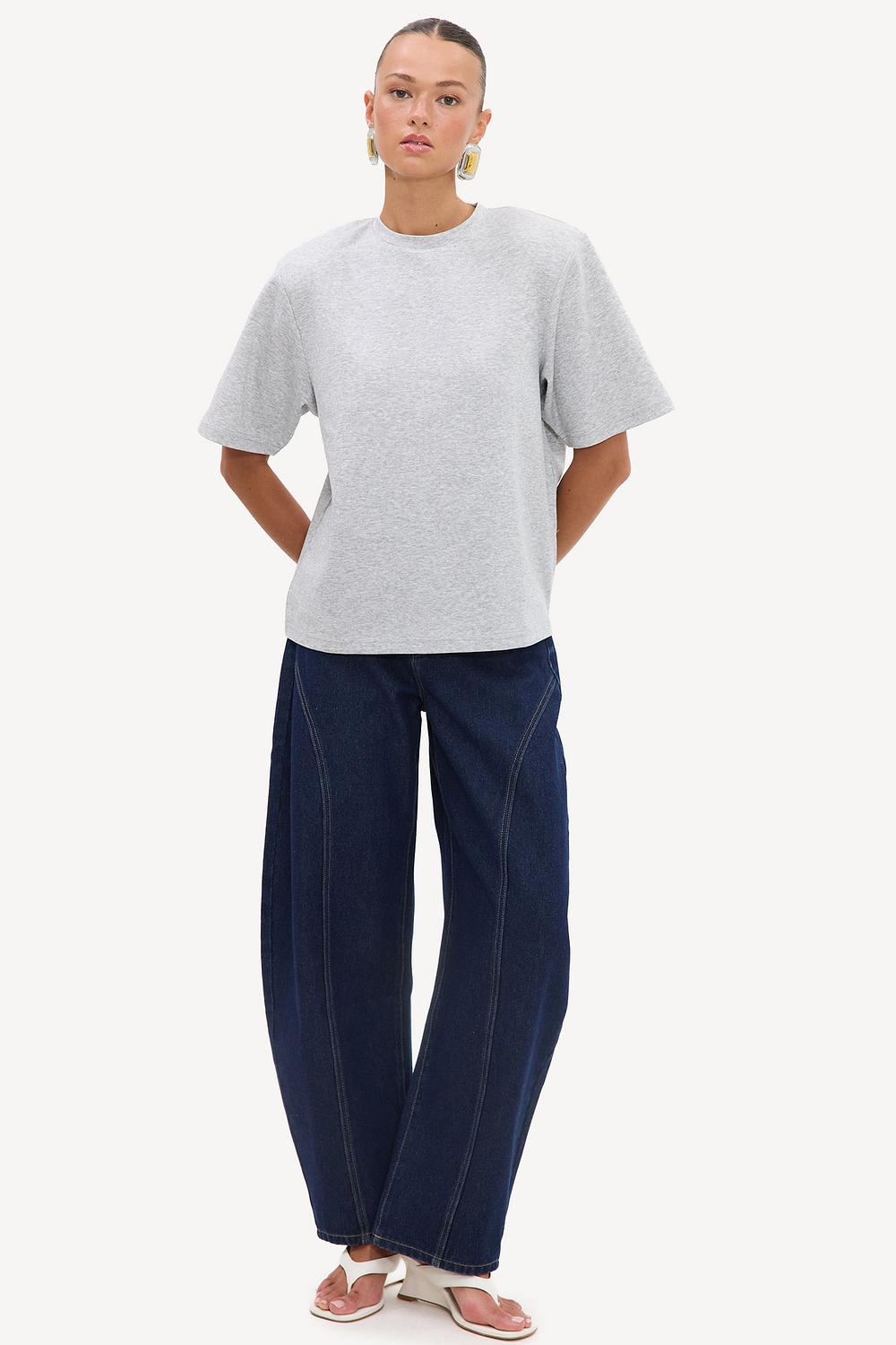 Gray T-shirt with shoulder pads