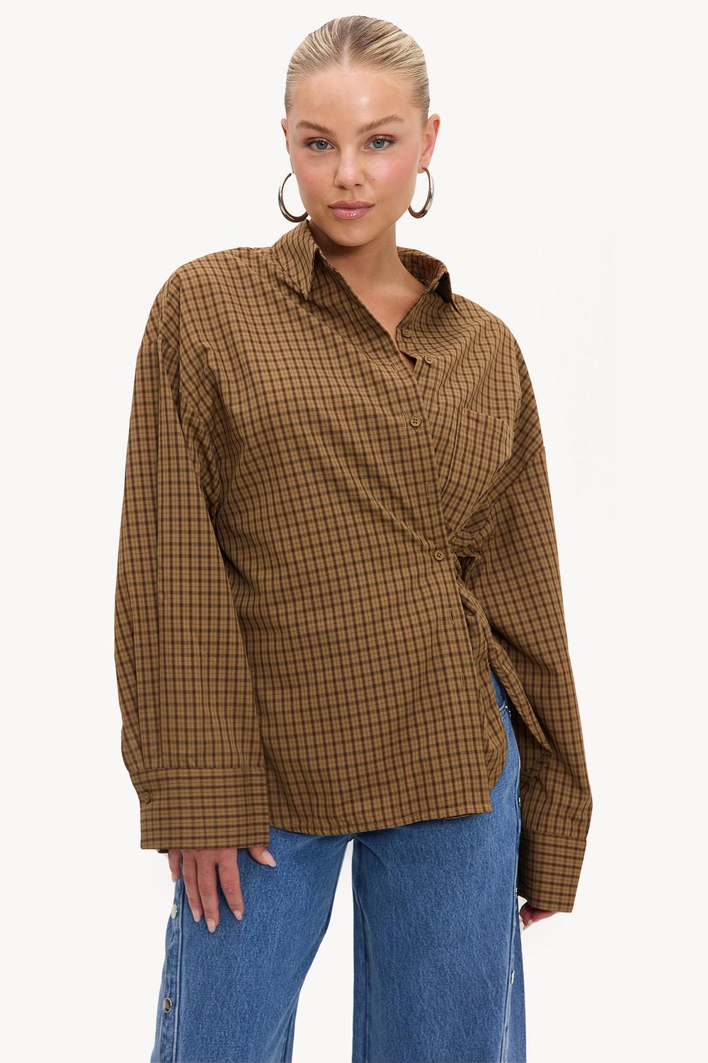 Brown checkered blouse