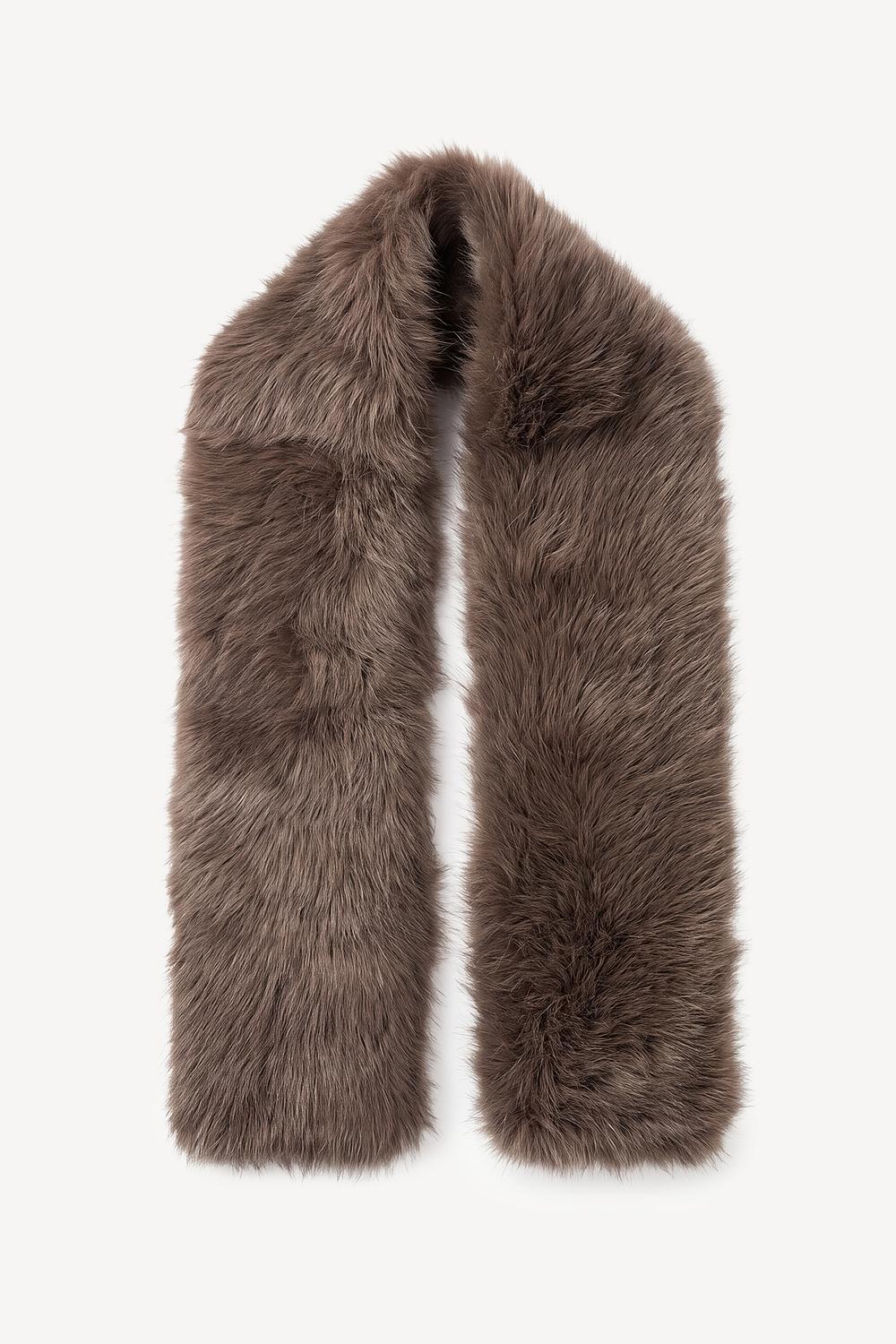 Brown faux-fur scarf