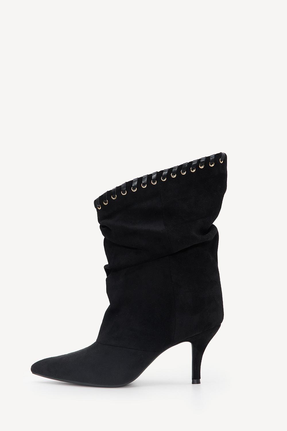 Bottes noires à talons aspect daim