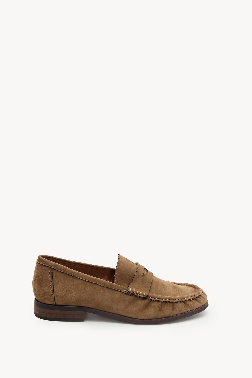 Mocasines beige con efecto ante