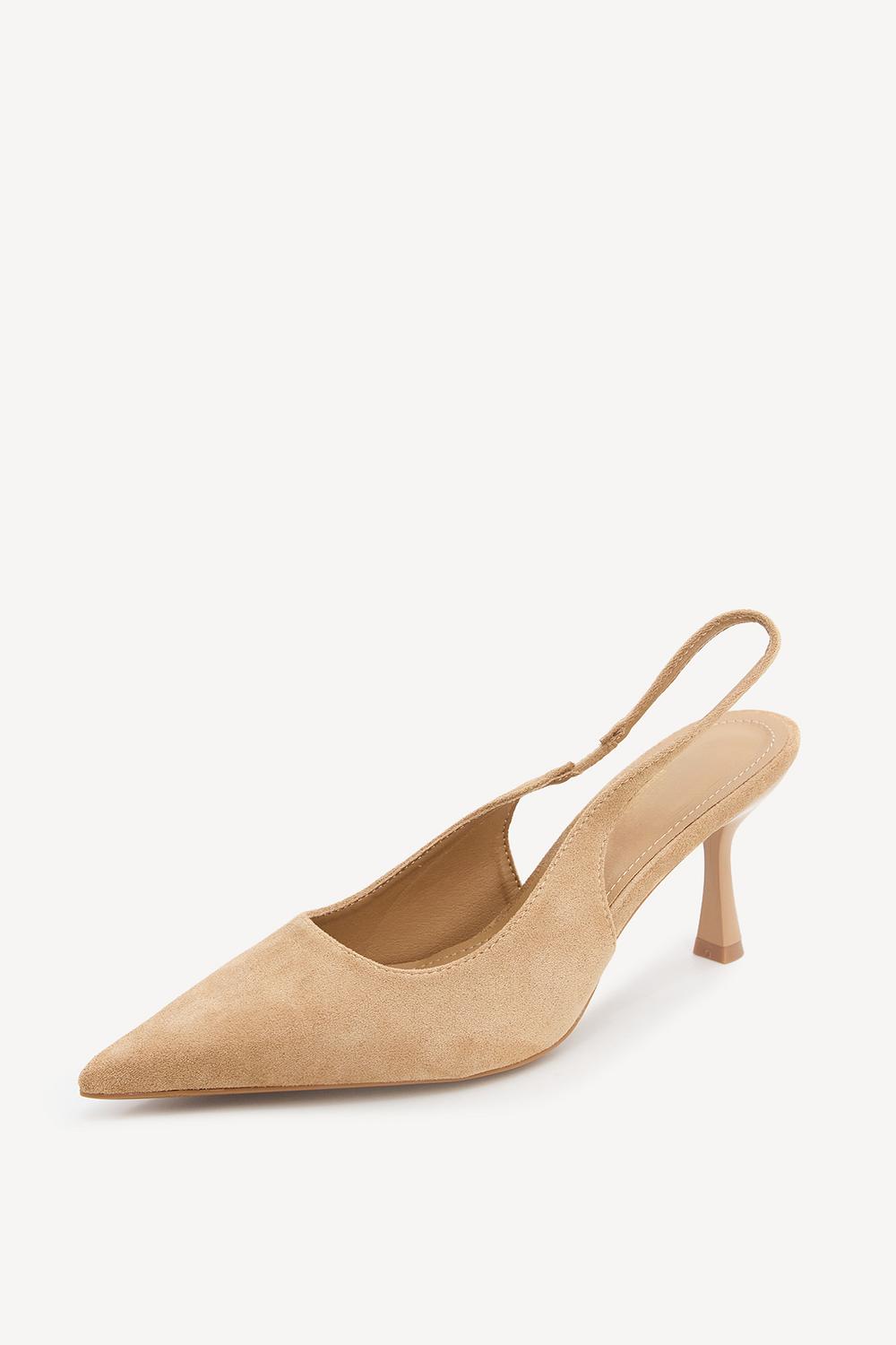 Beige heels with suede-look finish