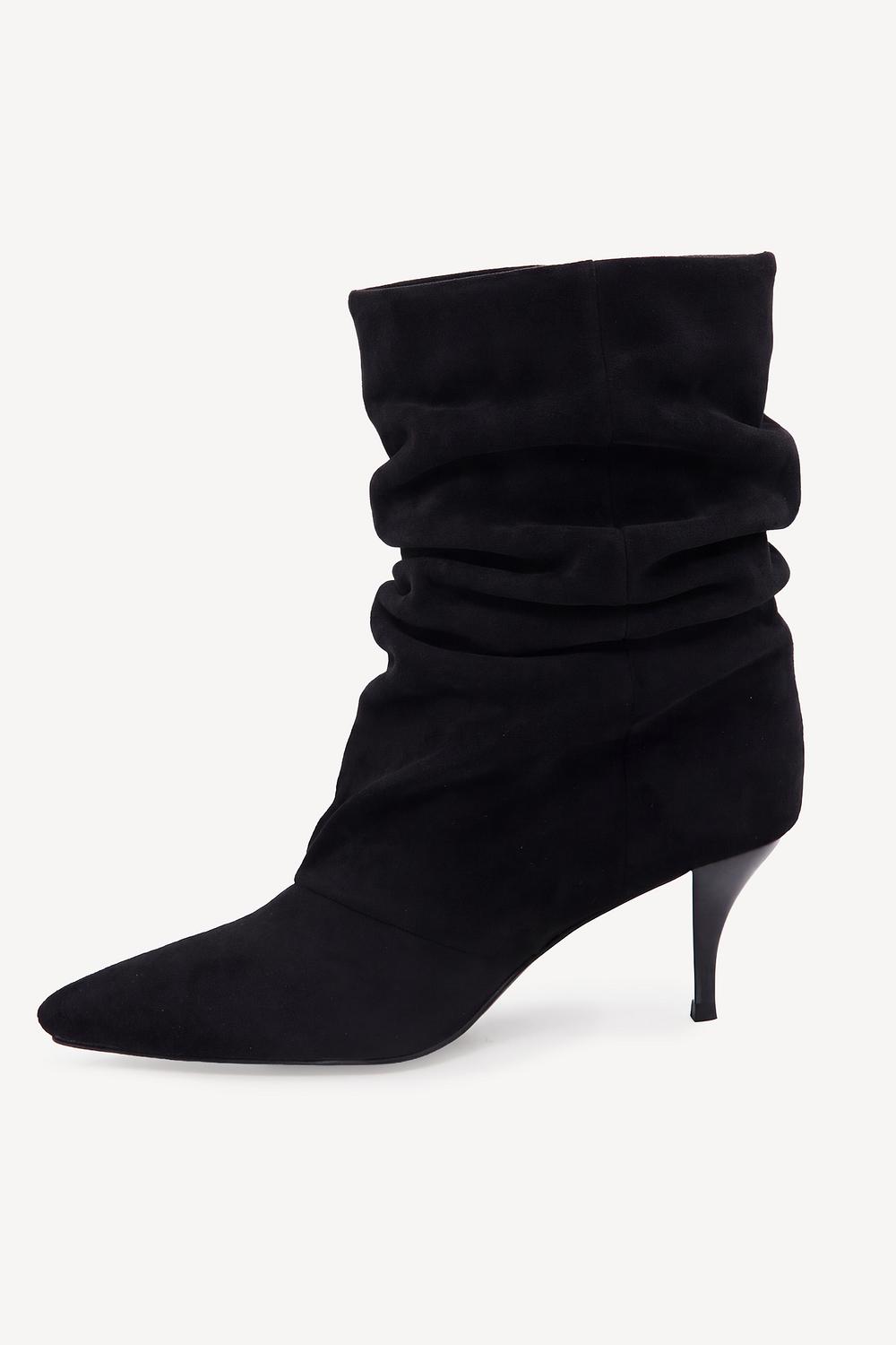Black suede-look heeled boots