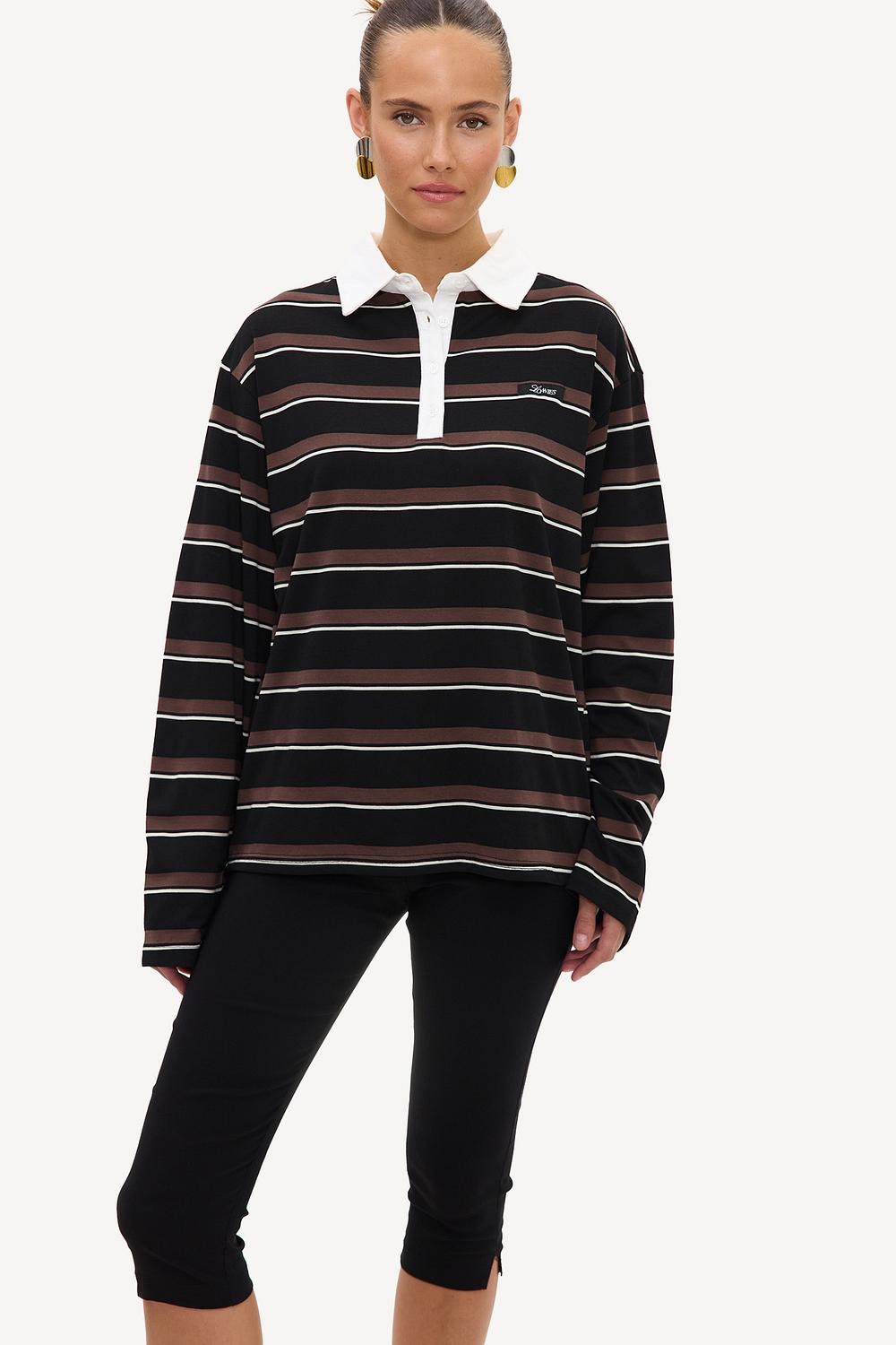 Black striped polo shirt