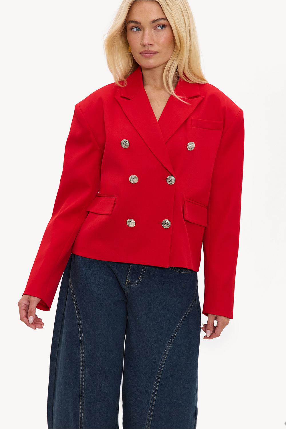 Red blazer with buttons