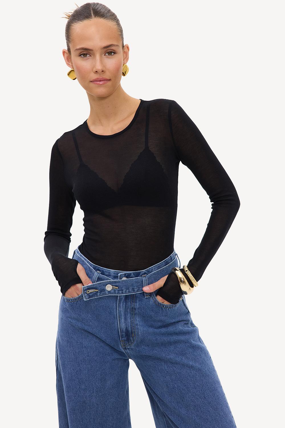Black mesh top