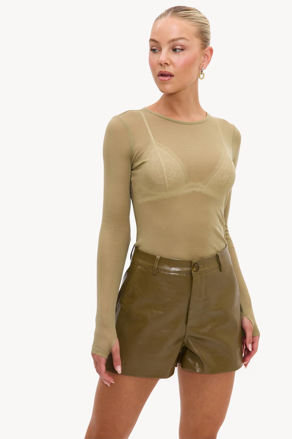 Olive green mesh top