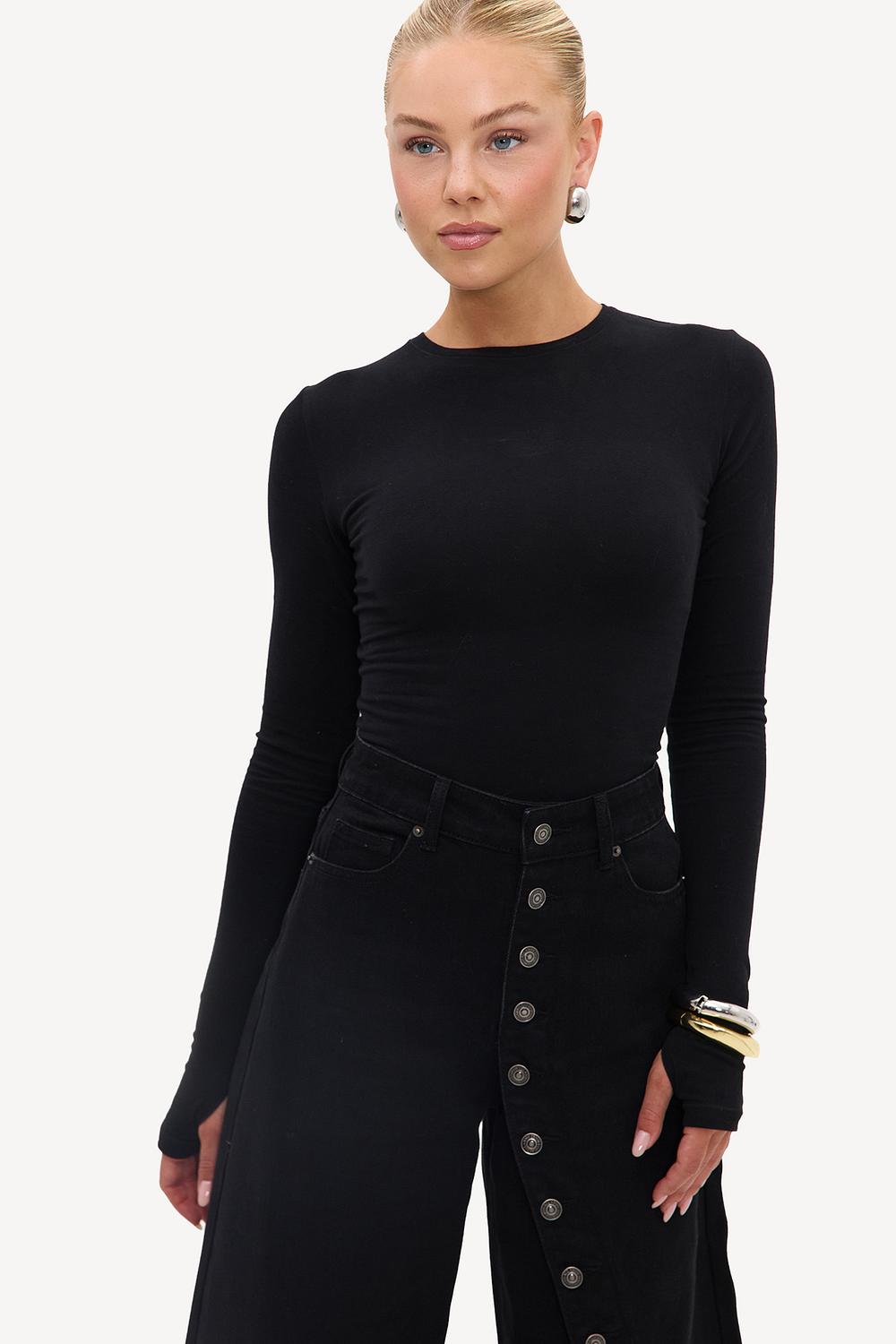 Black long-sleeve top