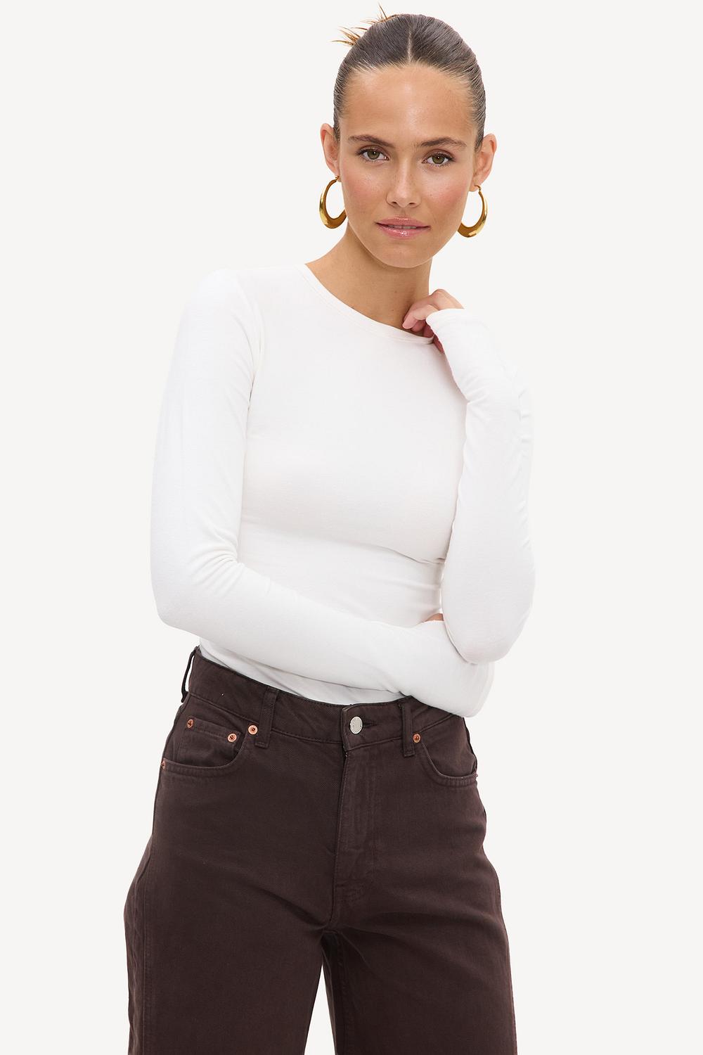 White long-sleeve top