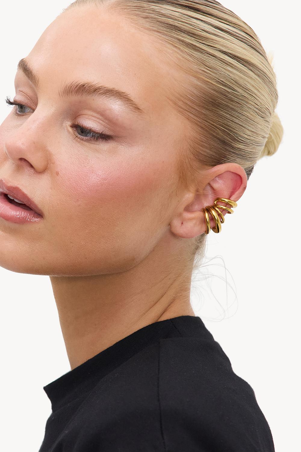 Pares de earcuffs gruesos dorados (pack de 2)