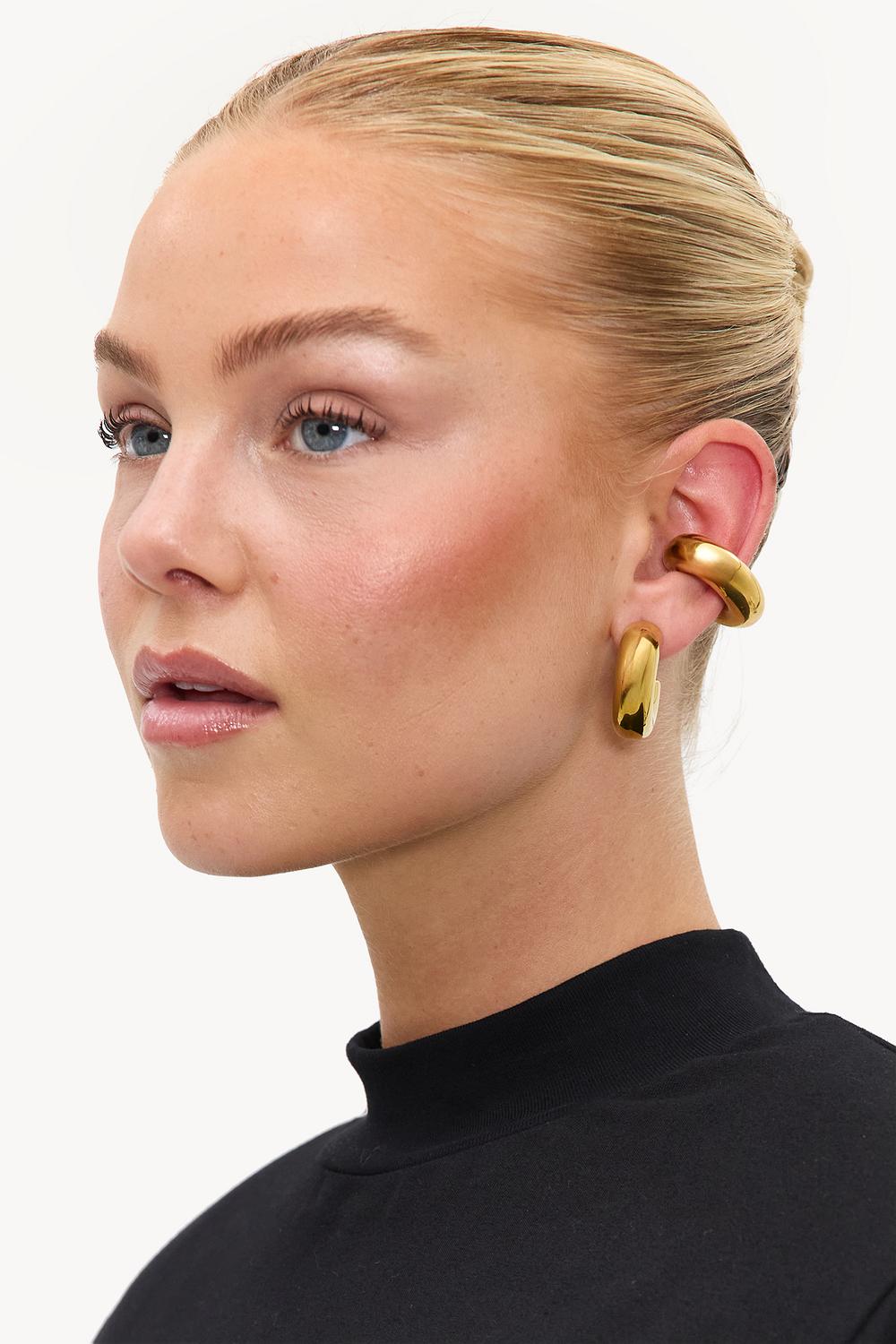 Gold chunky earrings and ear cuffs