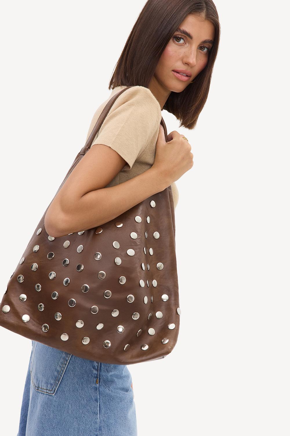 Brown bag with silver studs