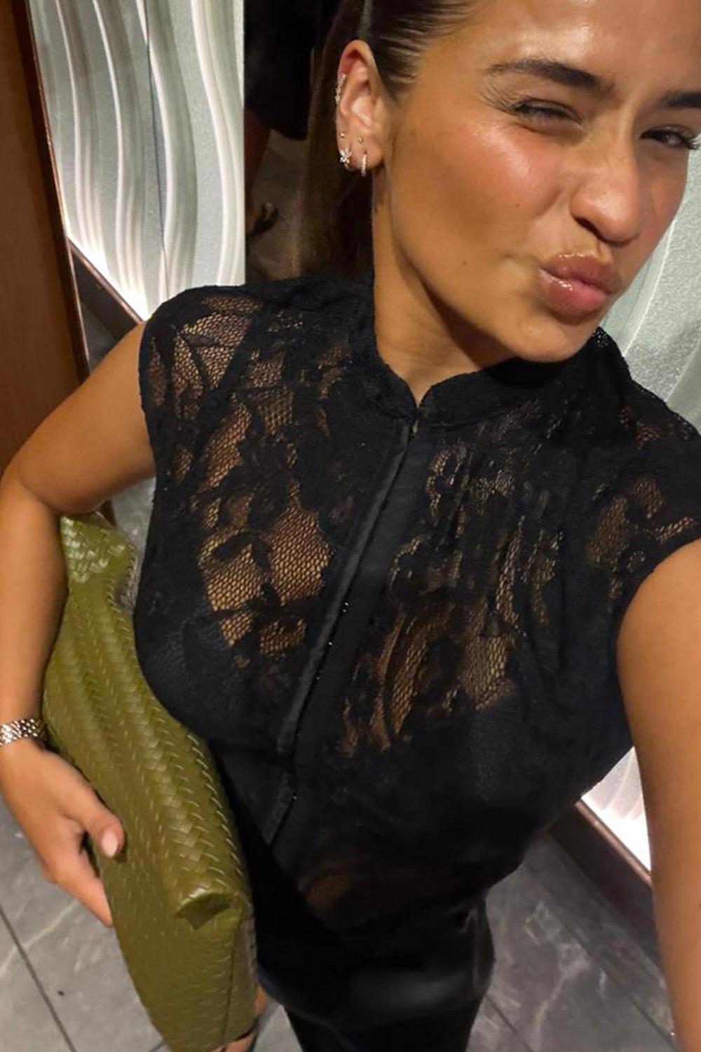 Black lace vest