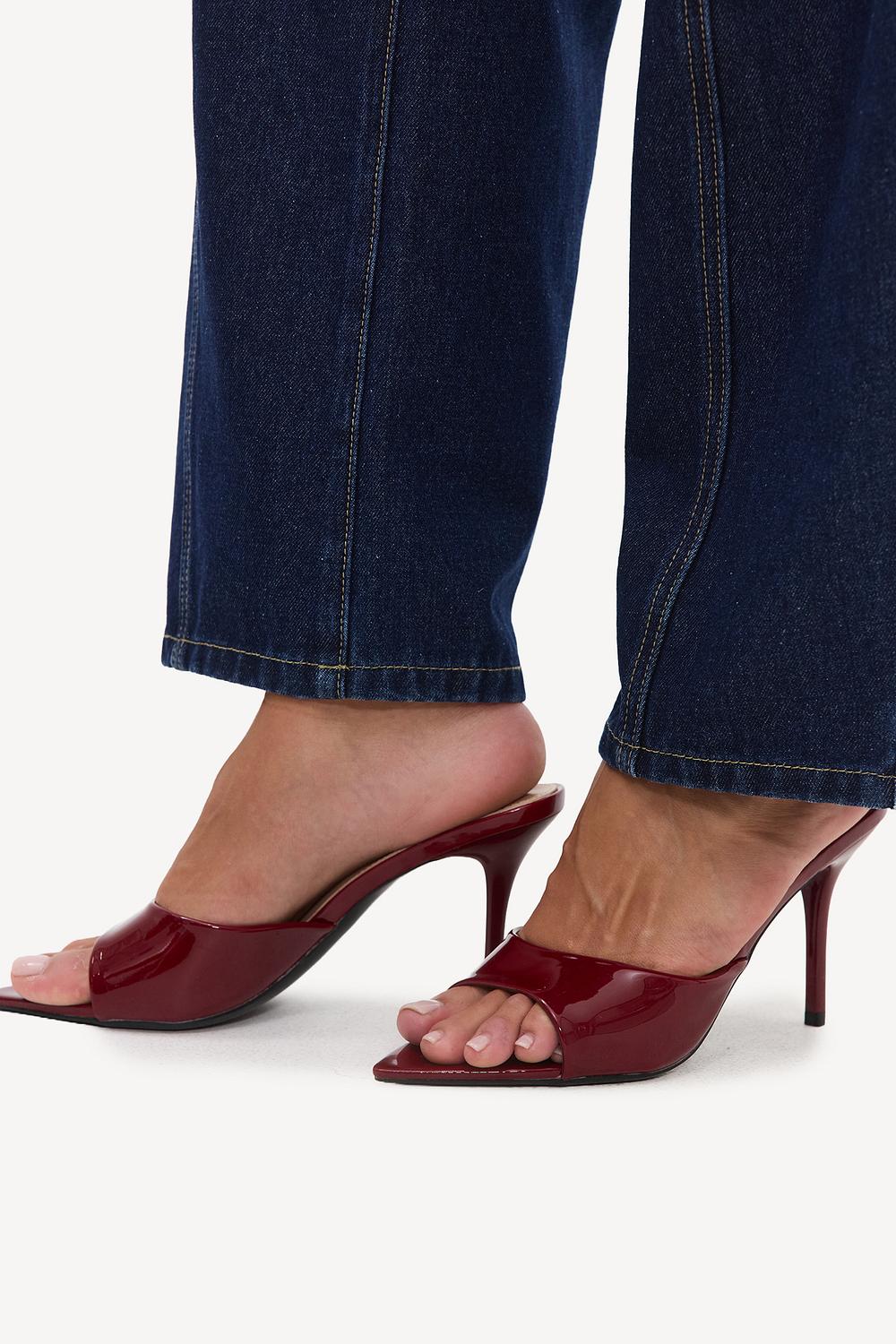 Bordeaux-red PU heels