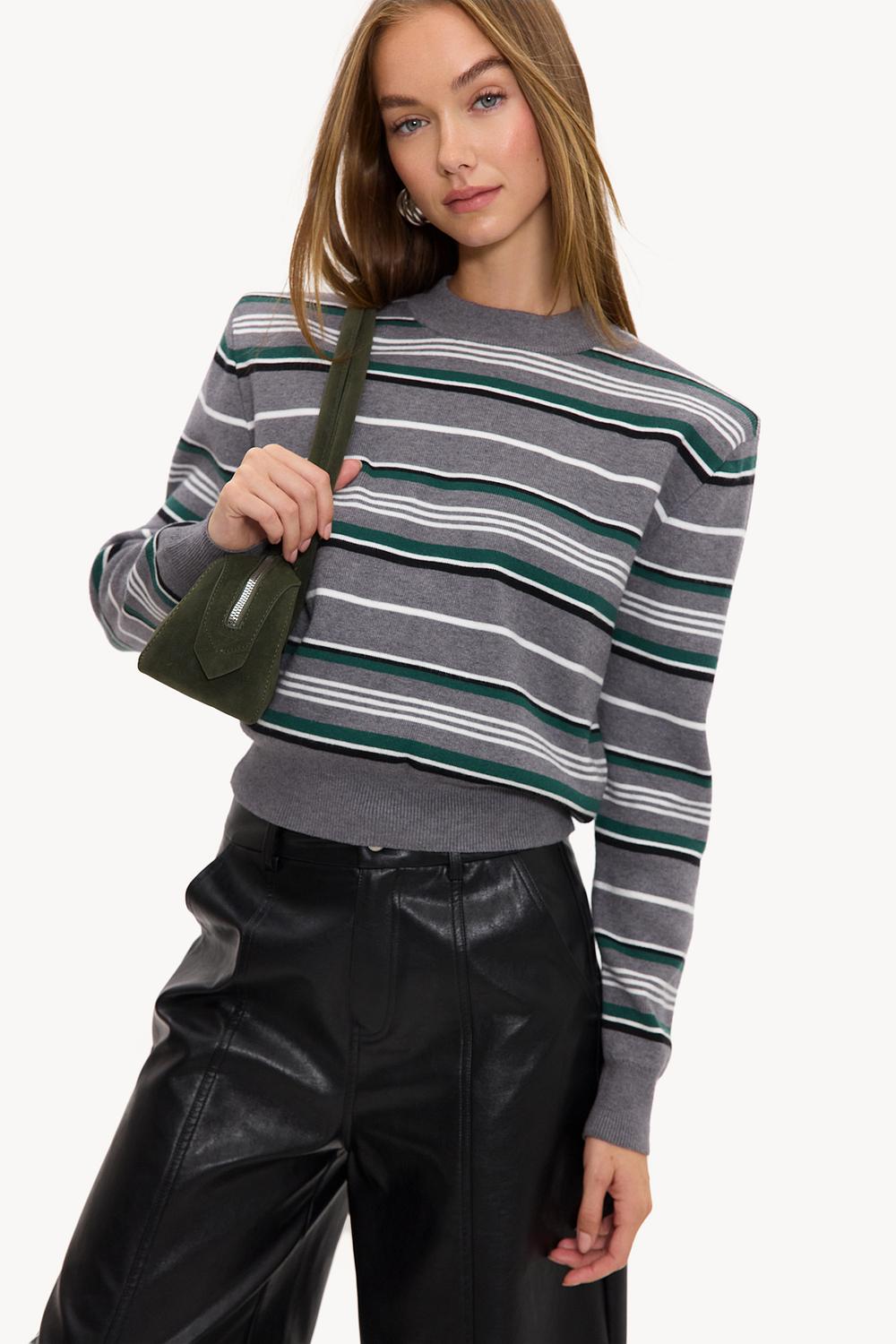 Pull gris à rayures