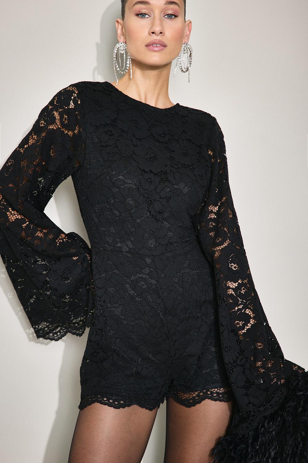 Black playsuit with lace