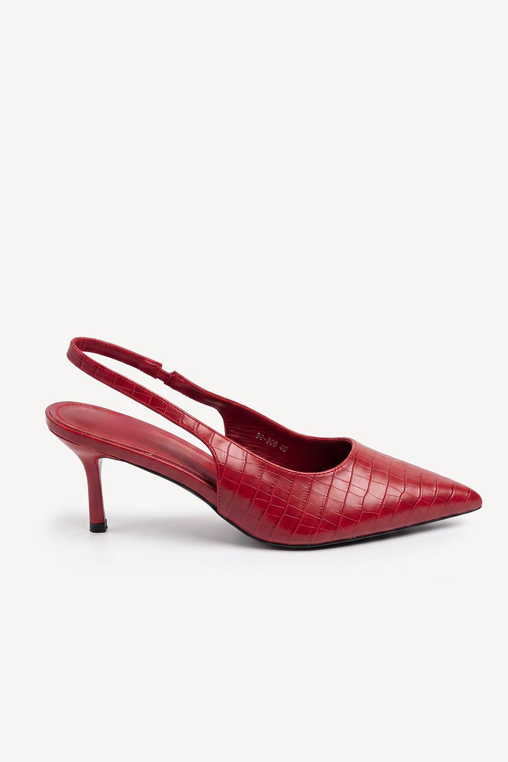 Red heels with crocodile print