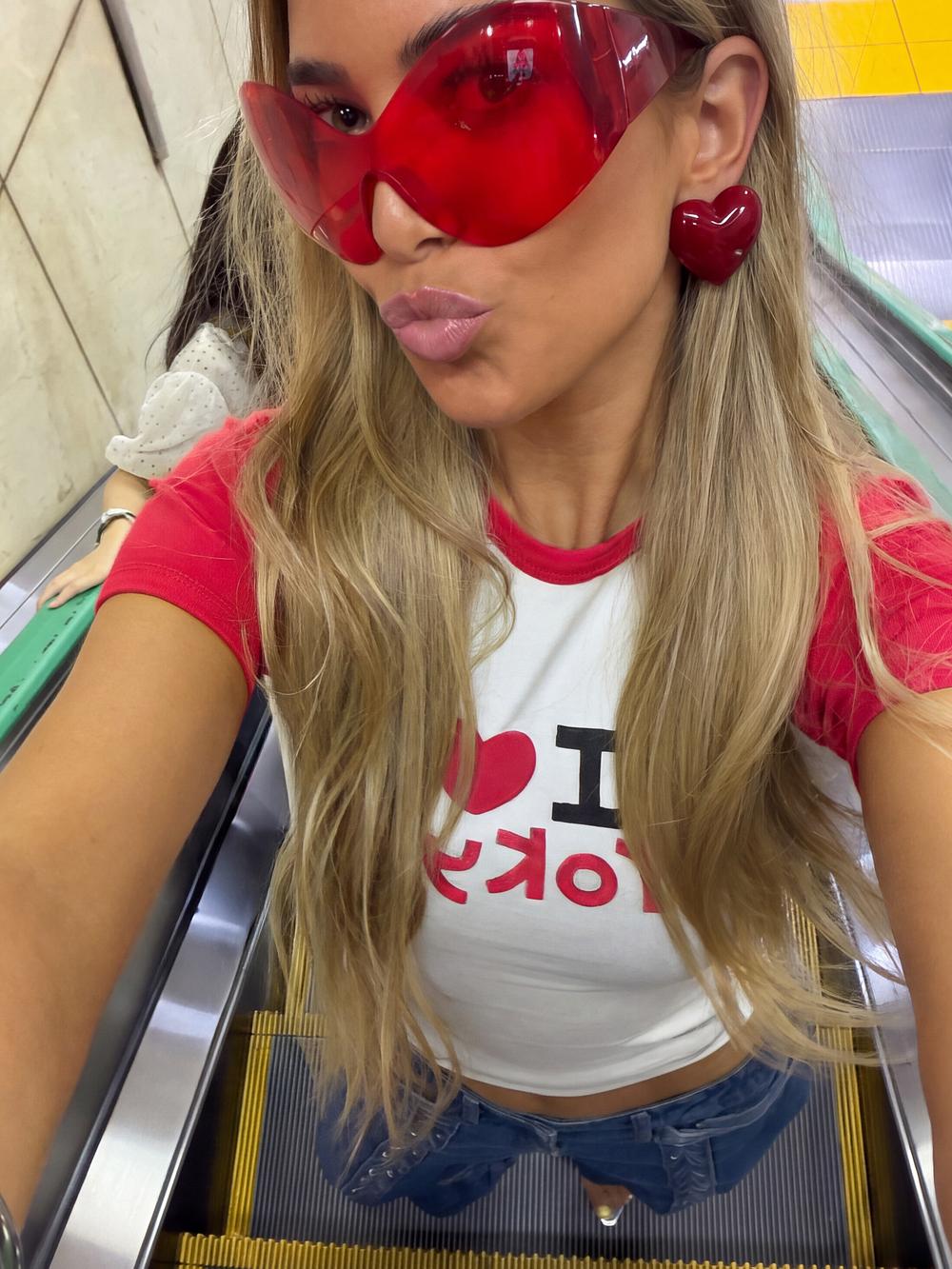Red statement heart earrings