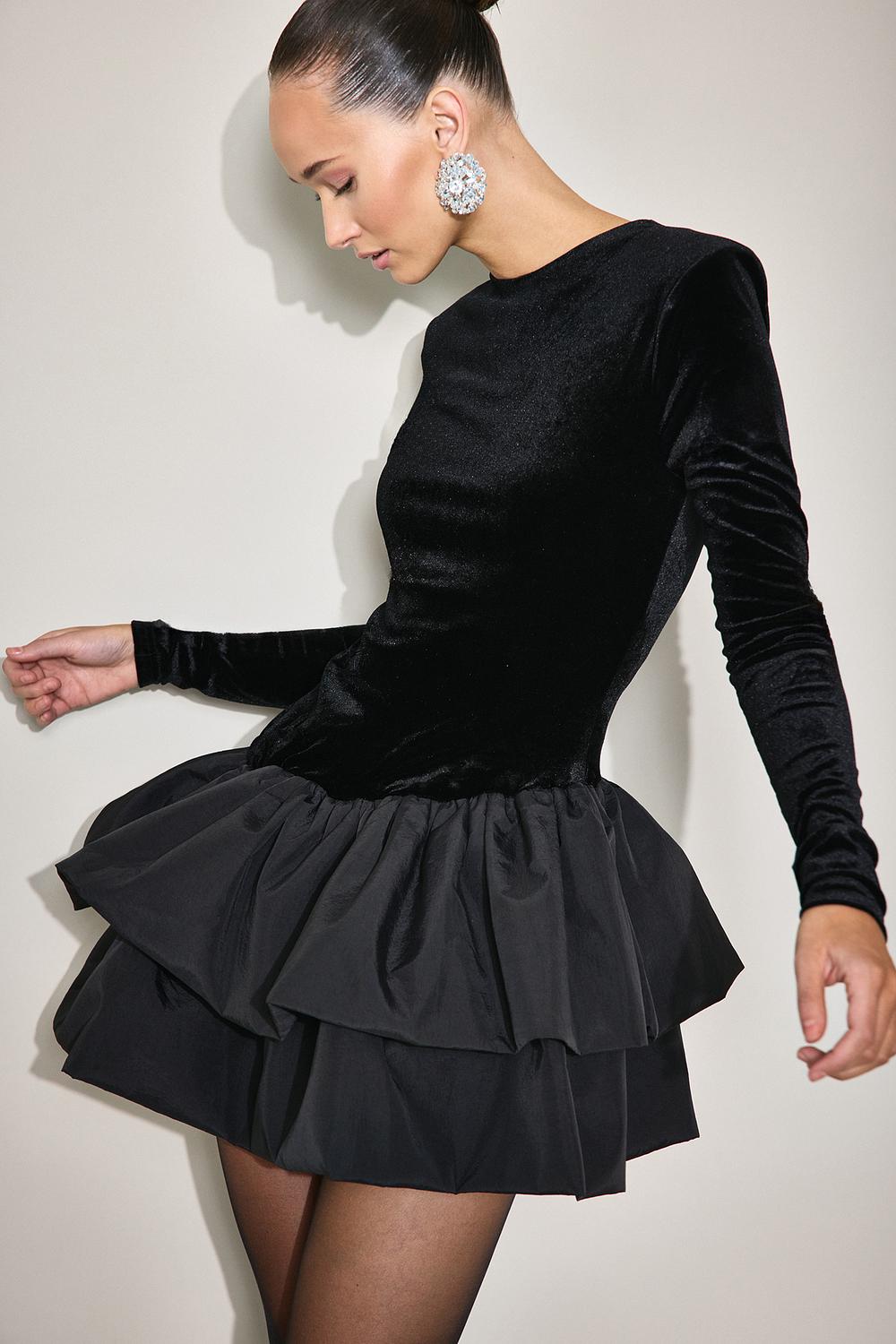 Black dress with a balloon skirt