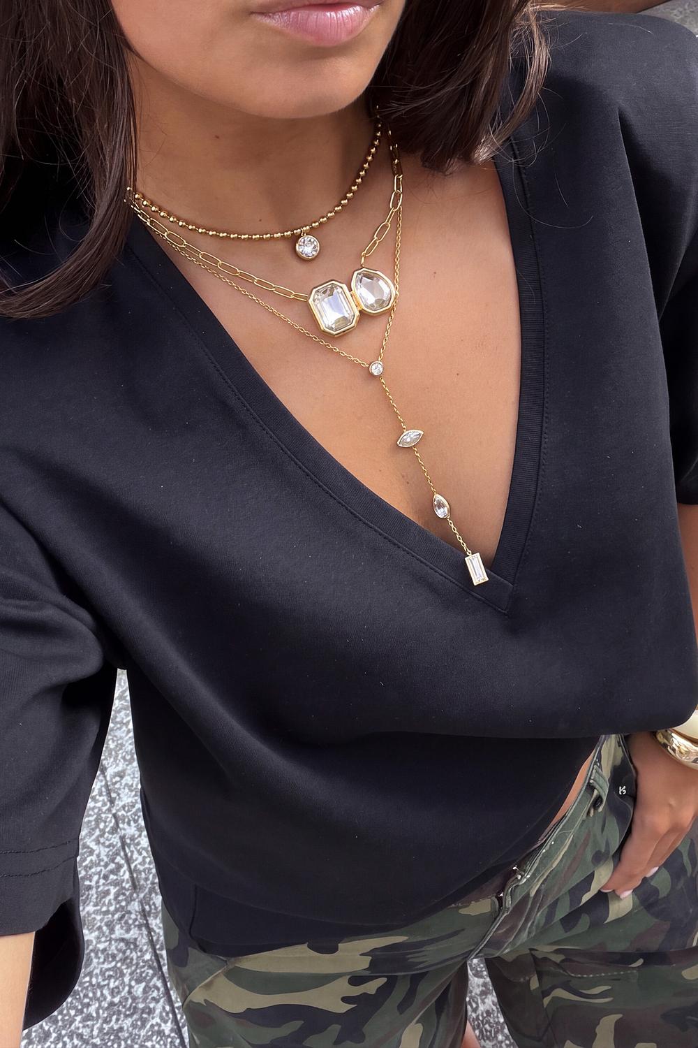 Gold necklaces with rhinestones (3-pack)