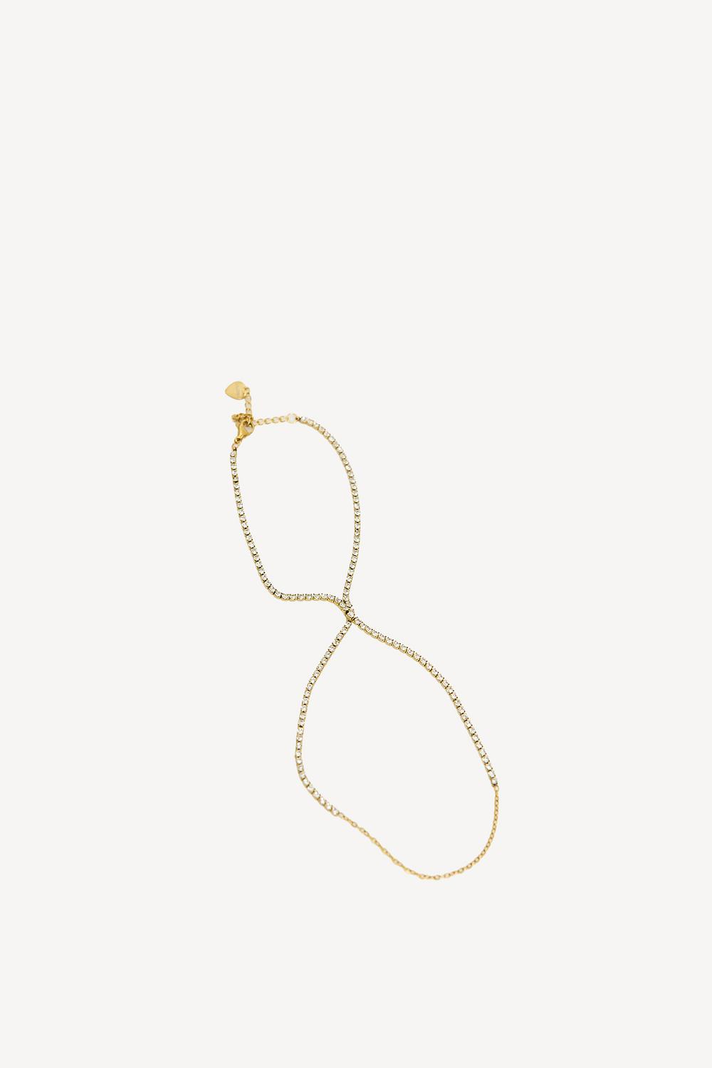 Gold wrist chain with rhinestones