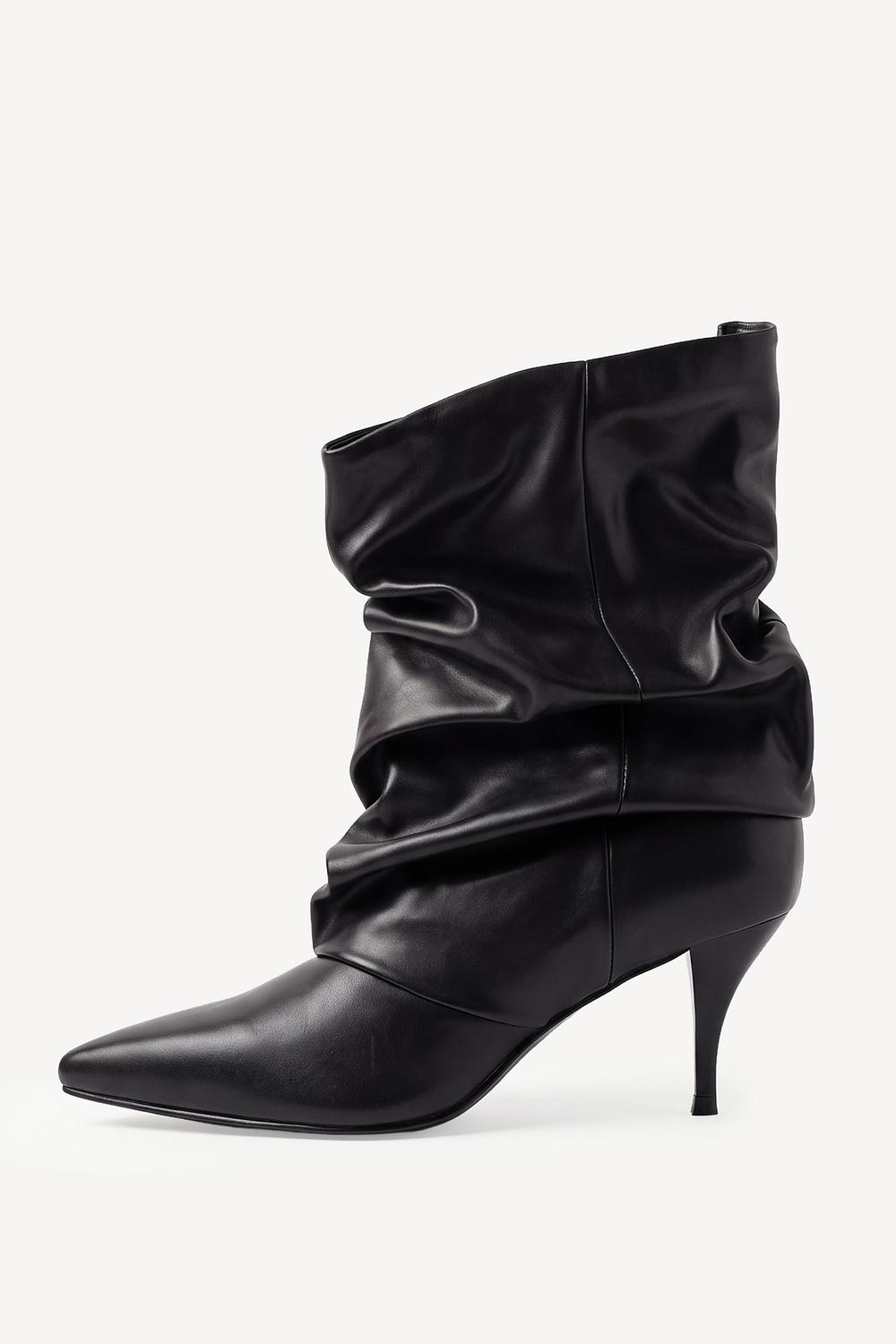 Bottes noires à talons en PU