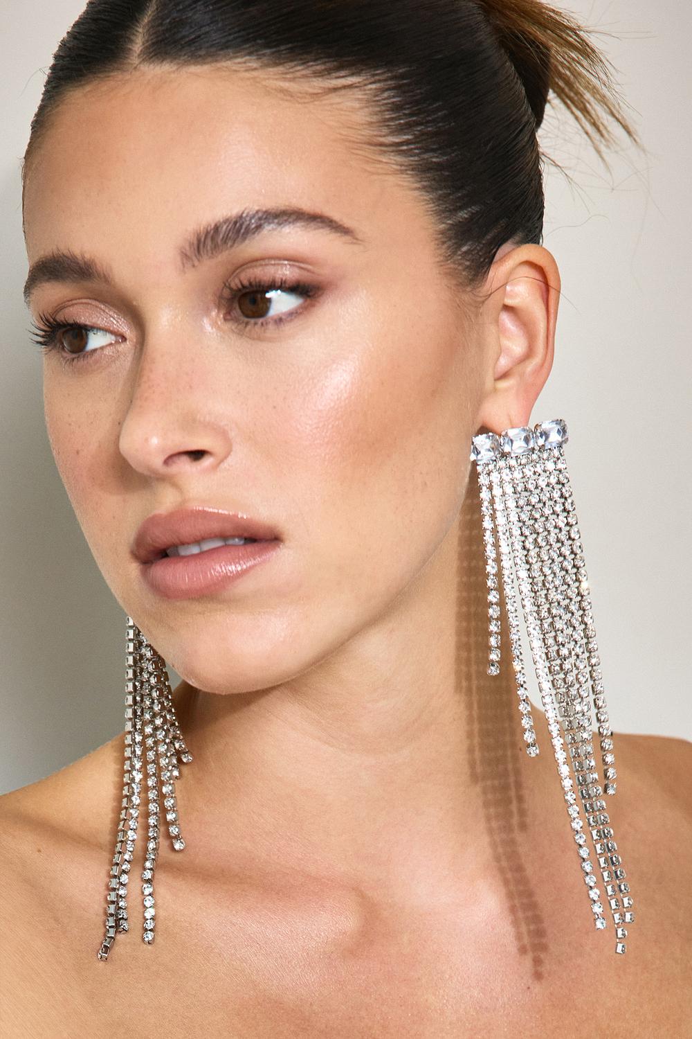 Silver statement earrings