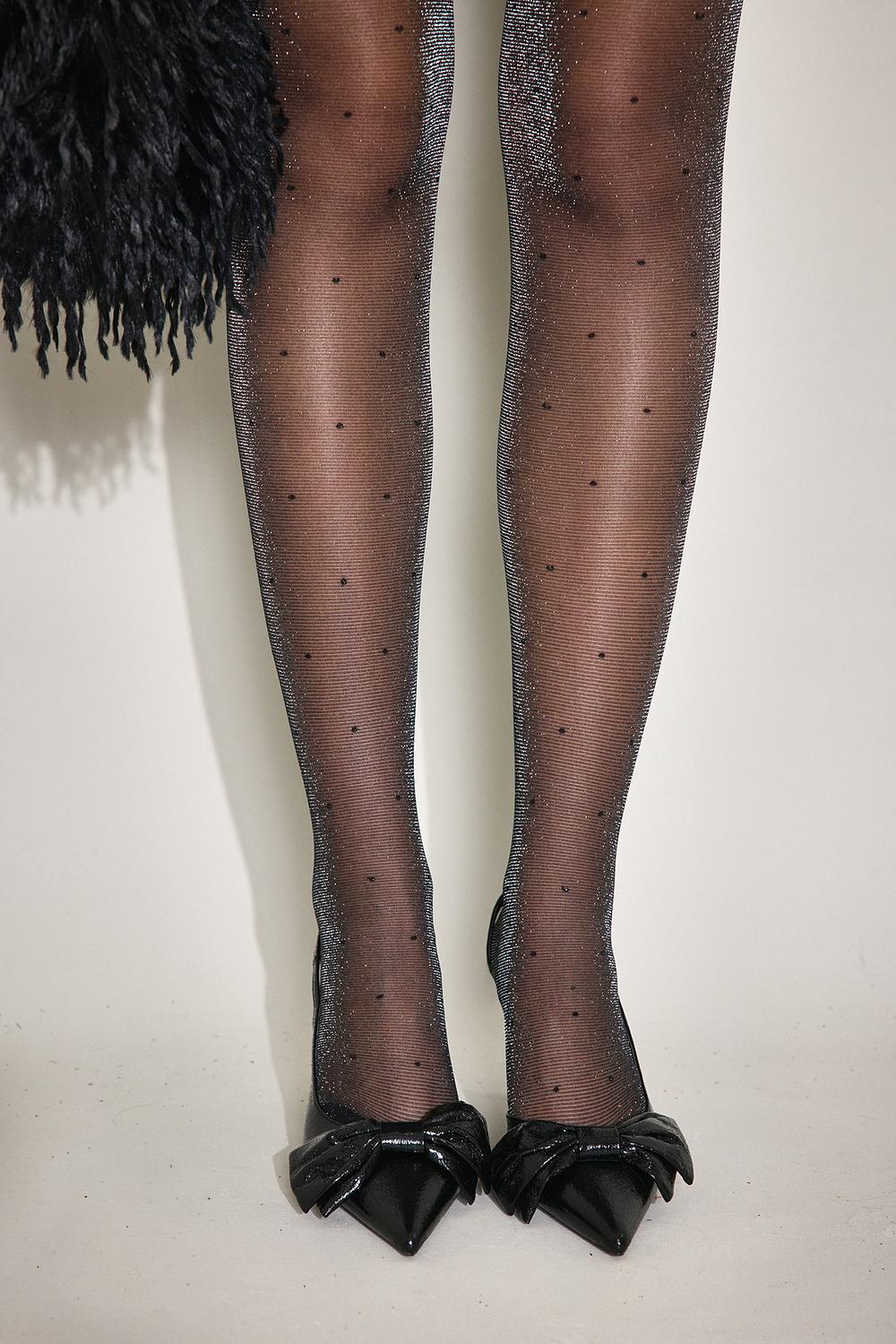 Black PU heels with a bow