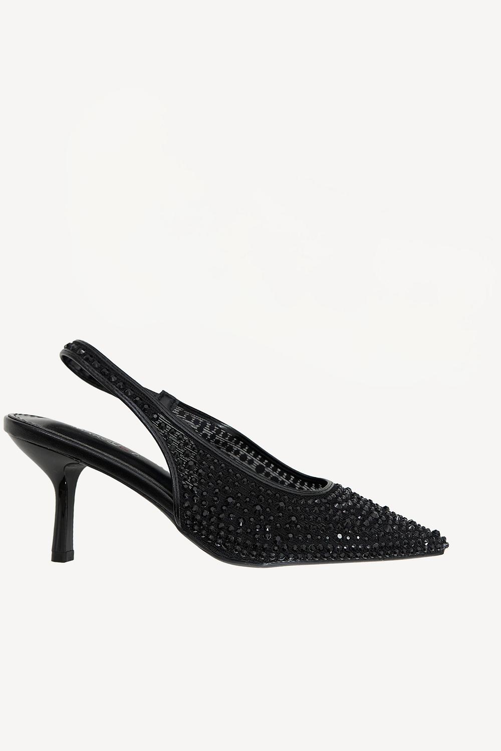 Zapatos de tacón negros con strass