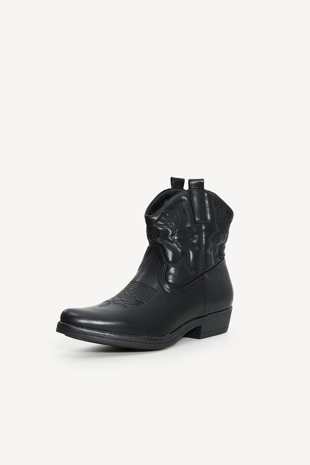 Black cowboy ankle boots