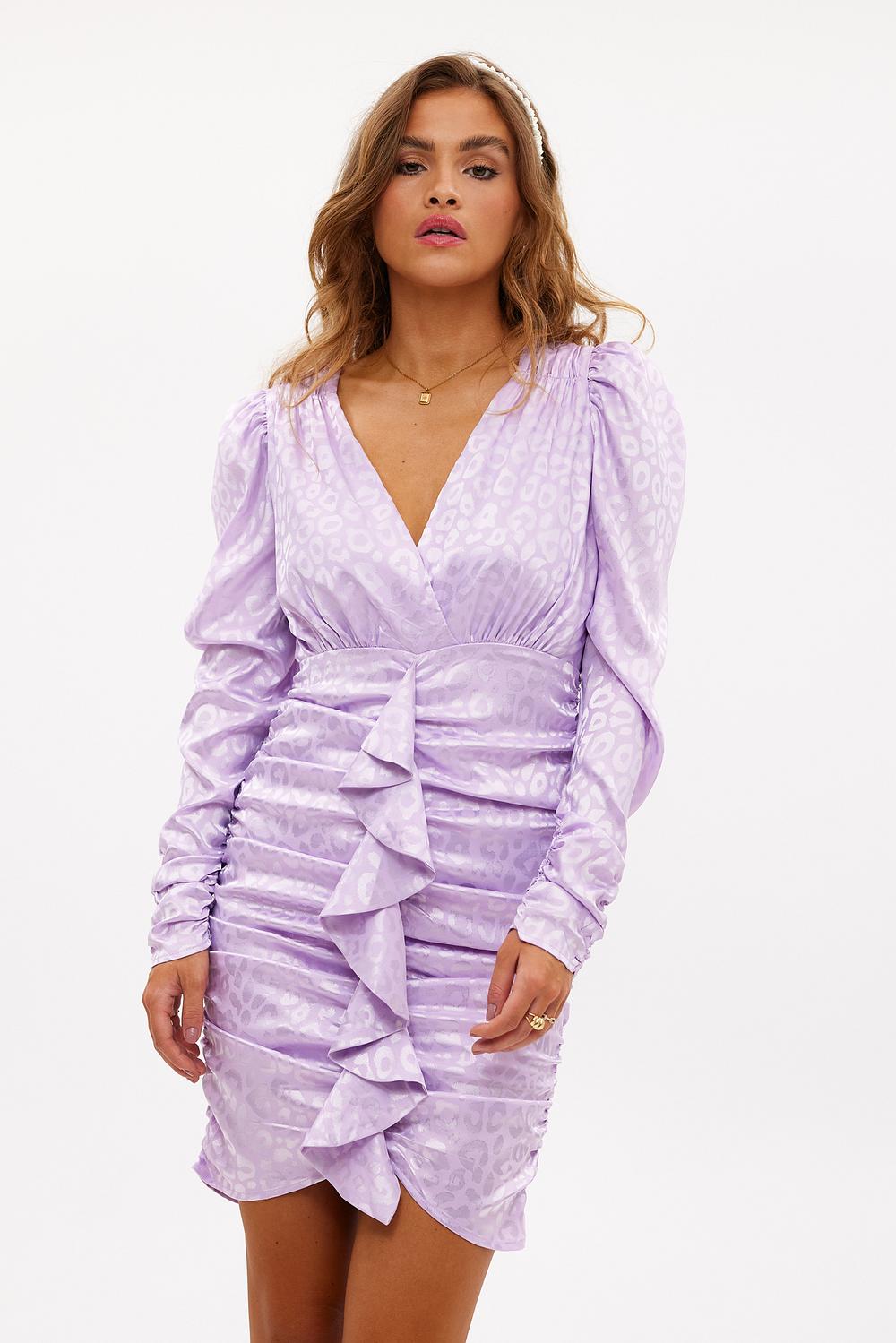 Robe ruches lilas
