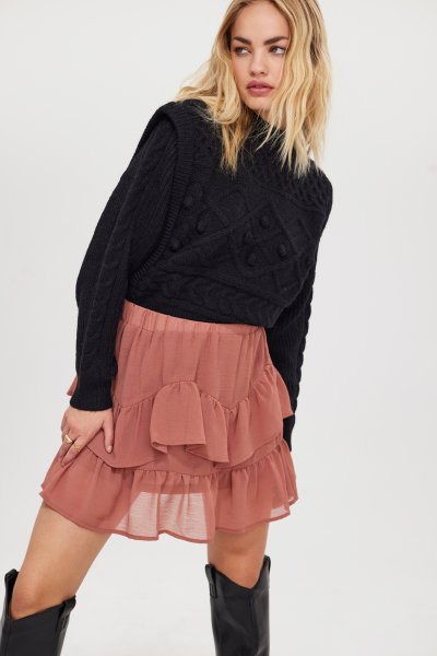 Ojai ruffle clearance mini skirt