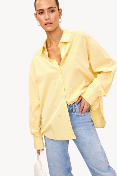 Simon Miller Rowena Light Button-Down selling Blouse shirt in Lemon oversized yellow