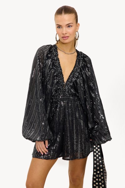 Silver playsuit with sequins | Loavies Silver playsuit with sequins | Loavies